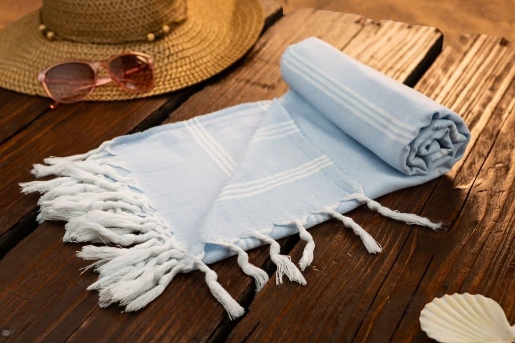 Fouta personnalisee bleu plage