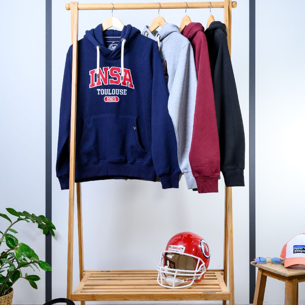 sweats personnalises INSA couleurs bleu rouge