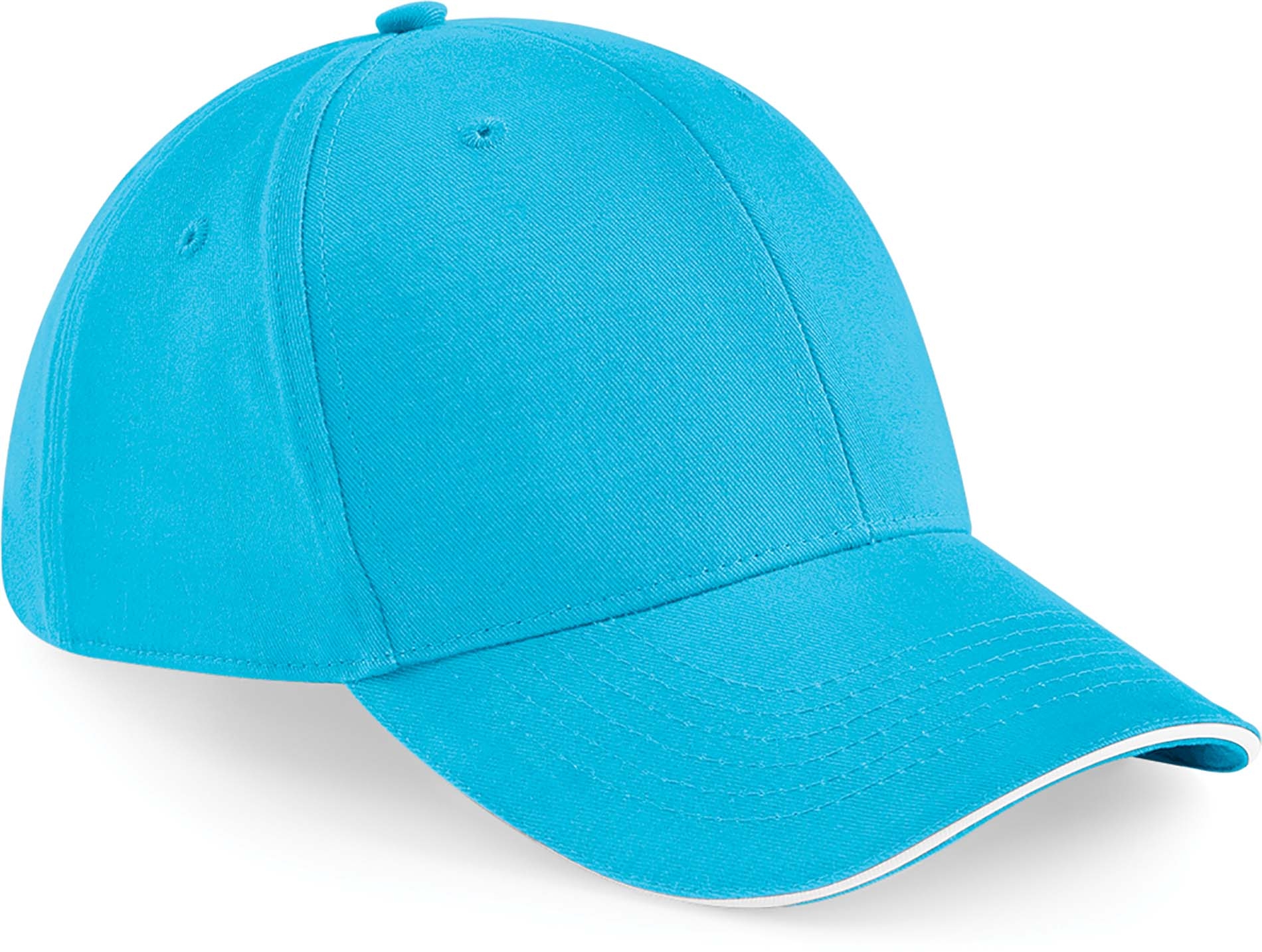 Casquette Athleisure à 6 panneaux Bleu Surf Blue / White, à personnaliser avec le logo de votre club. Casquette Athleisure à 6 panneaux Bleu Surf Blue / White