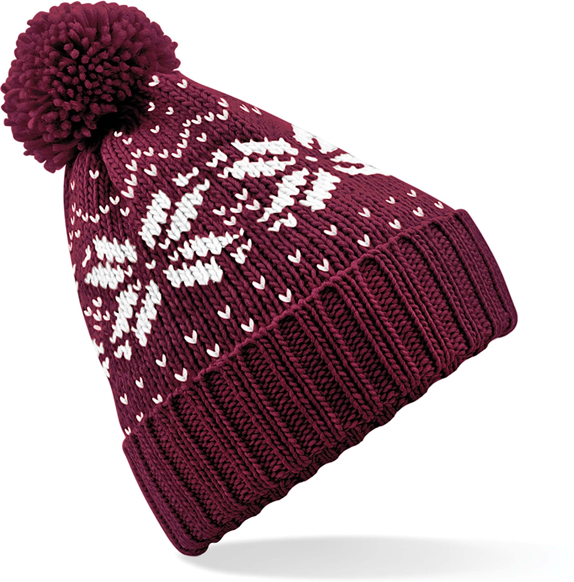 Bonnet Snowstar jacquard Burgundy / White Bordeaux, à personnaliser avec le logo de votre club. Bonnet Snowstar jacquard Burgundy / White Bordeaux