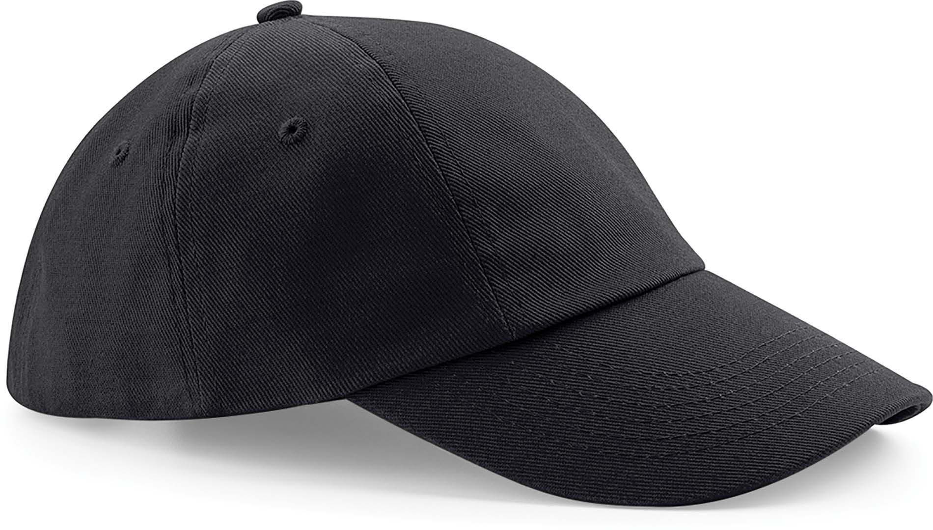 Casquette profil bas en coton drill Black Noir, à personnaliser avec le logo de votre club. Casquette profil bas en coton drill Black Noir