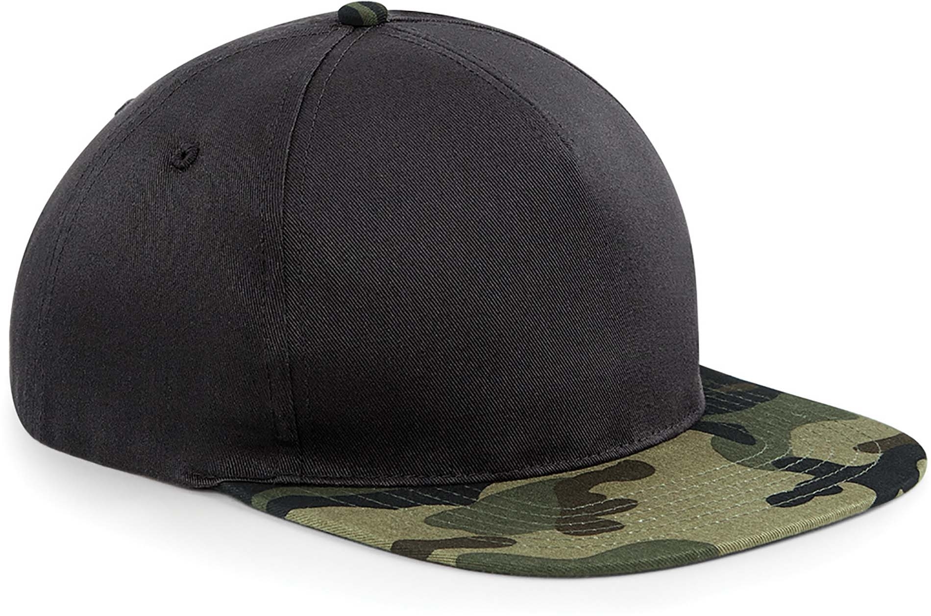 Casquette Snapback Camo Black / Jungle Camo, à personnaliser avec le logo de votre club. Casquette Snapback Camo Black / Jungle Camo