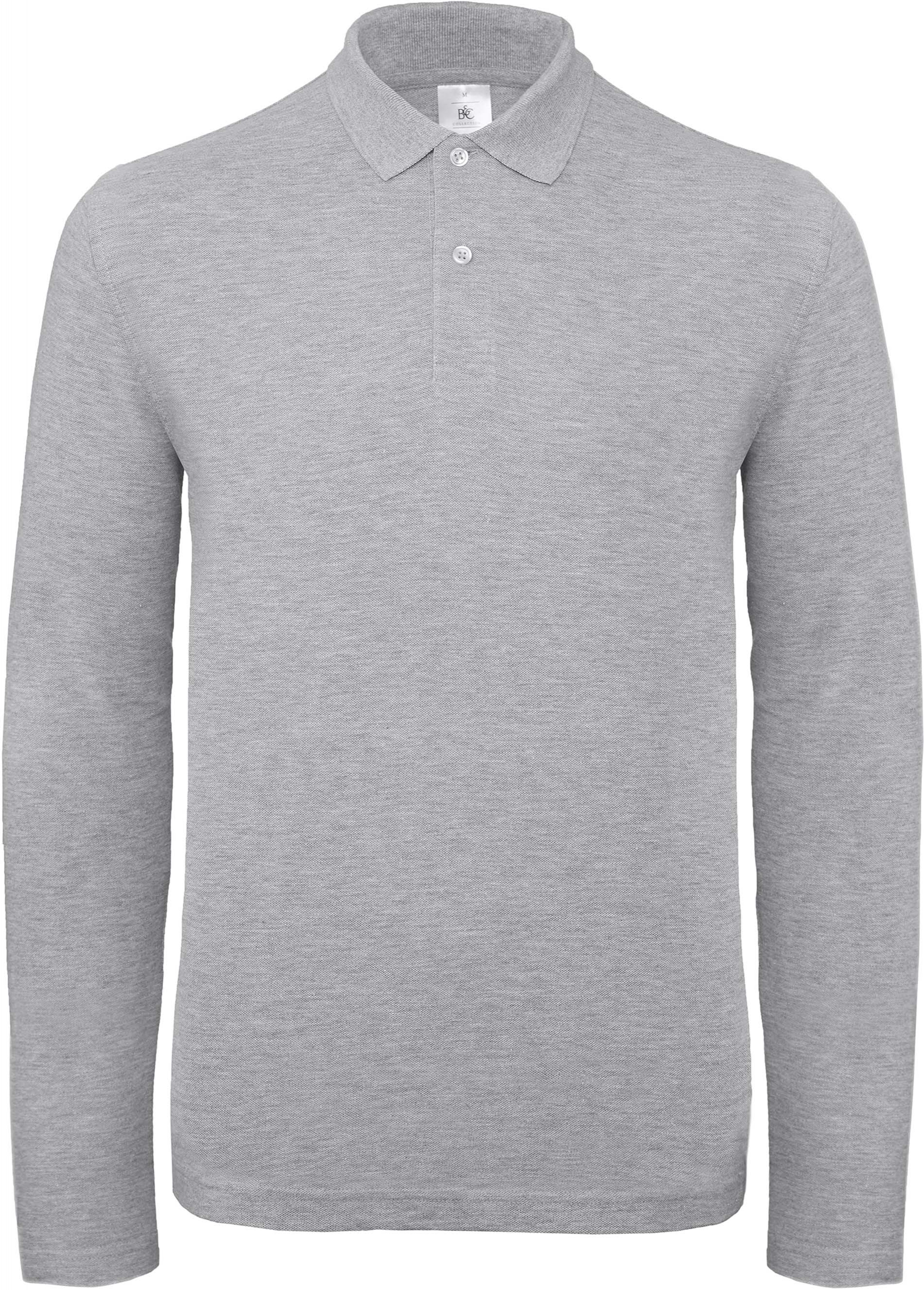 Polo homme ID.001 manches longues Heather Grey, à personnaliser avec le logo de votre club. Polo homme ID.001 manches longues Heather Grey