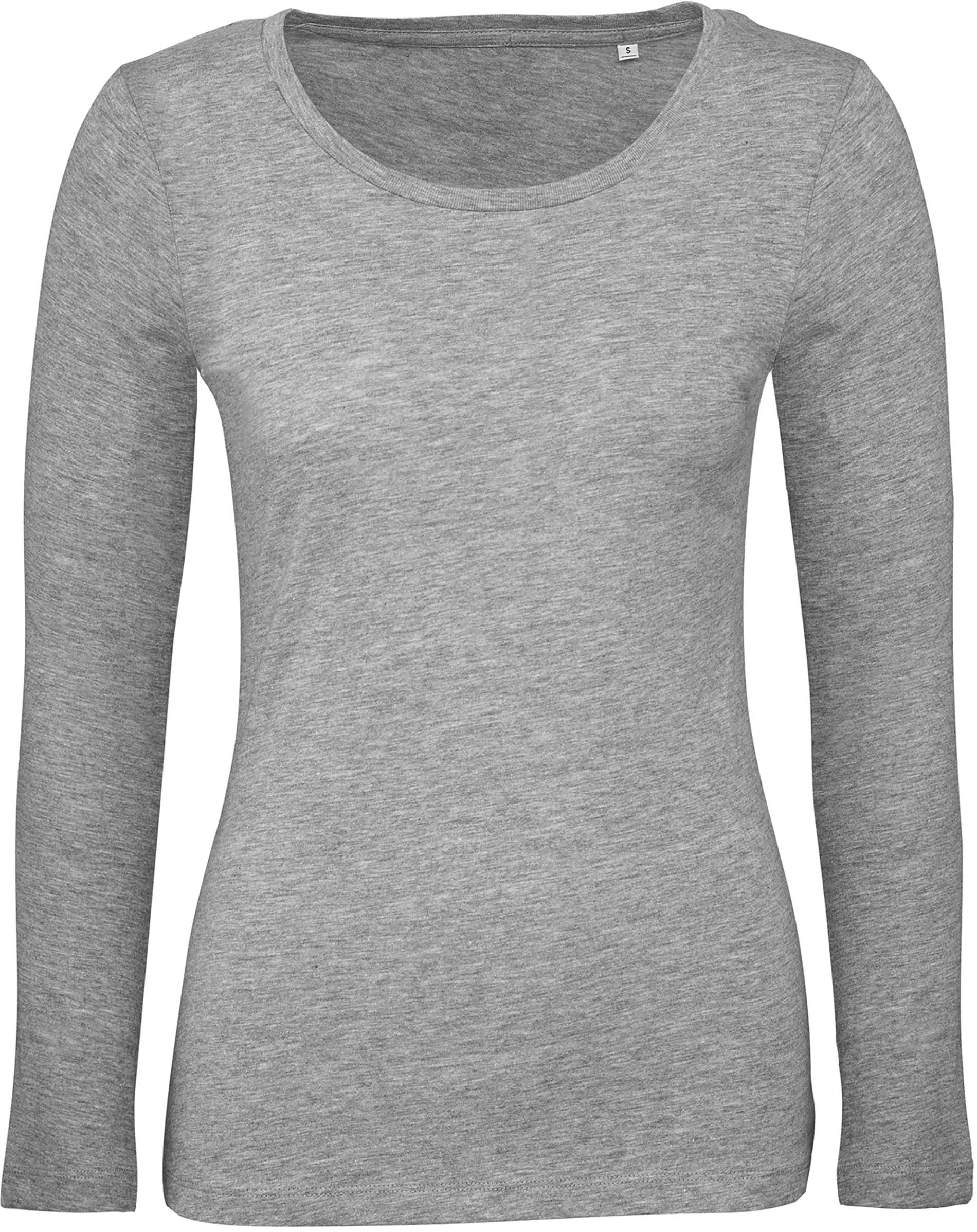 T-shirt bio femme manches longues Sport Grey, à personnaliser avec le logo de votre club. T-shirt bio femme manches longues Sport Grey