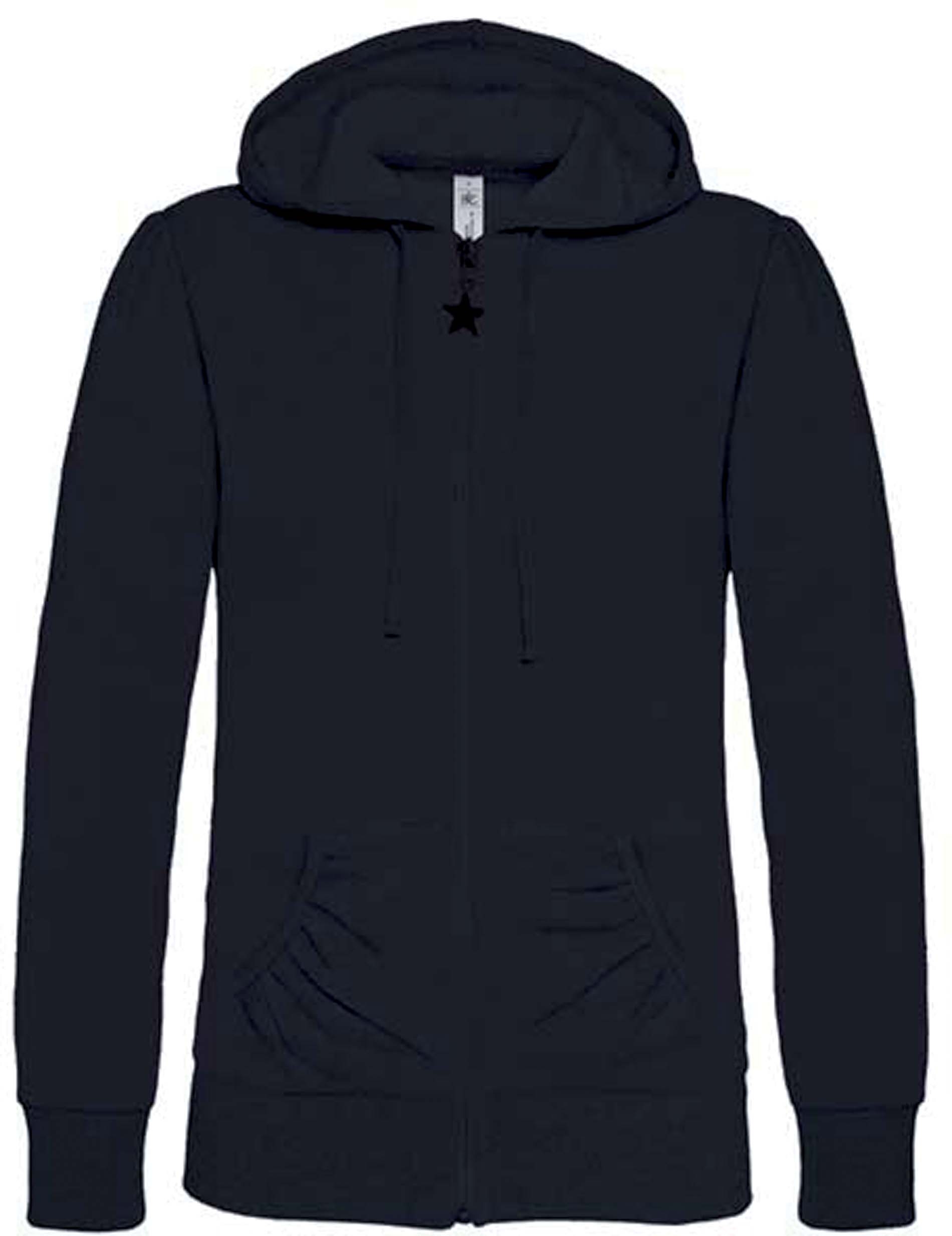 SWEAT-SHIRT FEMME ZIPPÉ CAPUCHE WONDER Noir Black, à personnaliser avec le logo de votre club. SWEAT-SHIRT FEMME ZIPPÉ CAPUCHE WONDER Noir Black
