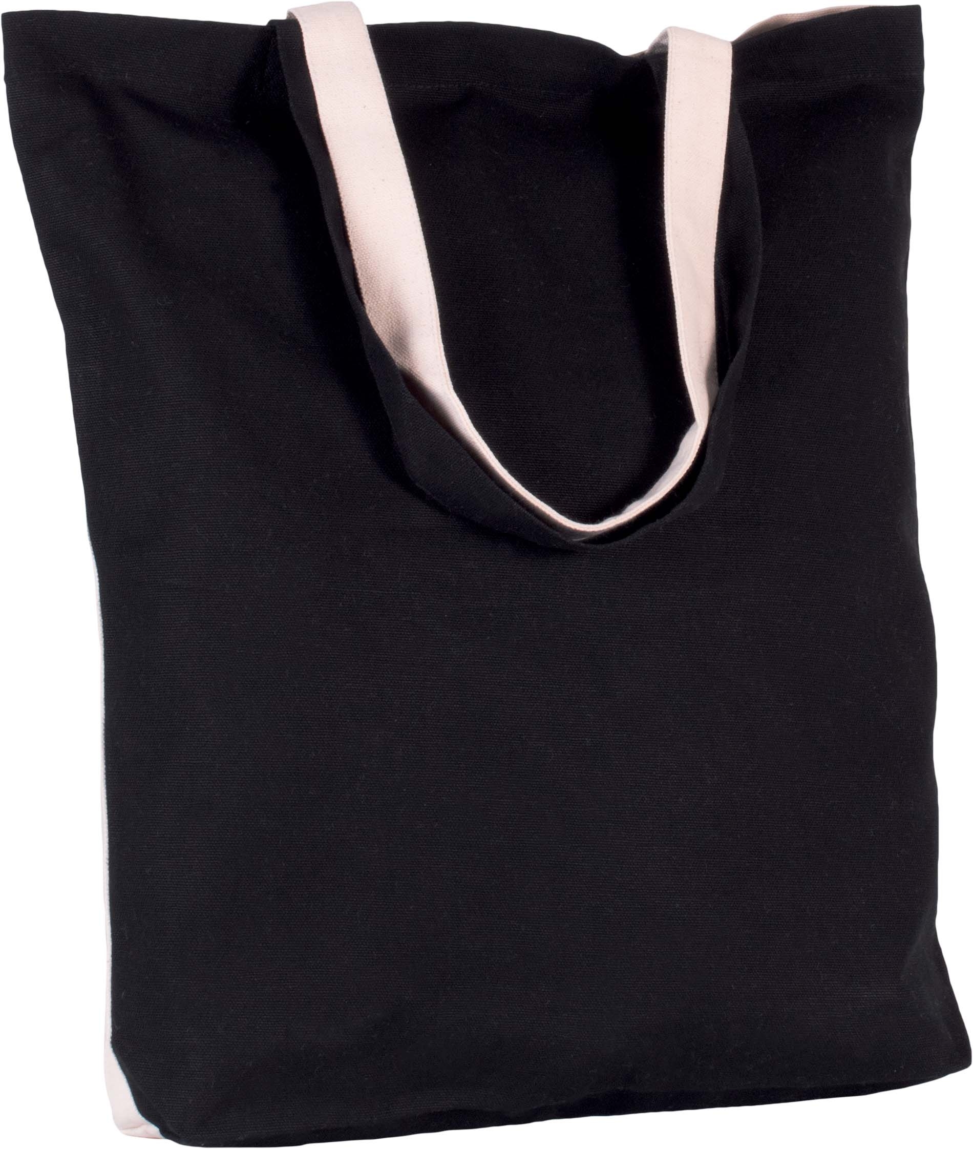 Sac cabas bicolore en coton Black / Natural, à personnaliser avec le logo de votre club. Sac cabas bicolore en coton Black / Natural