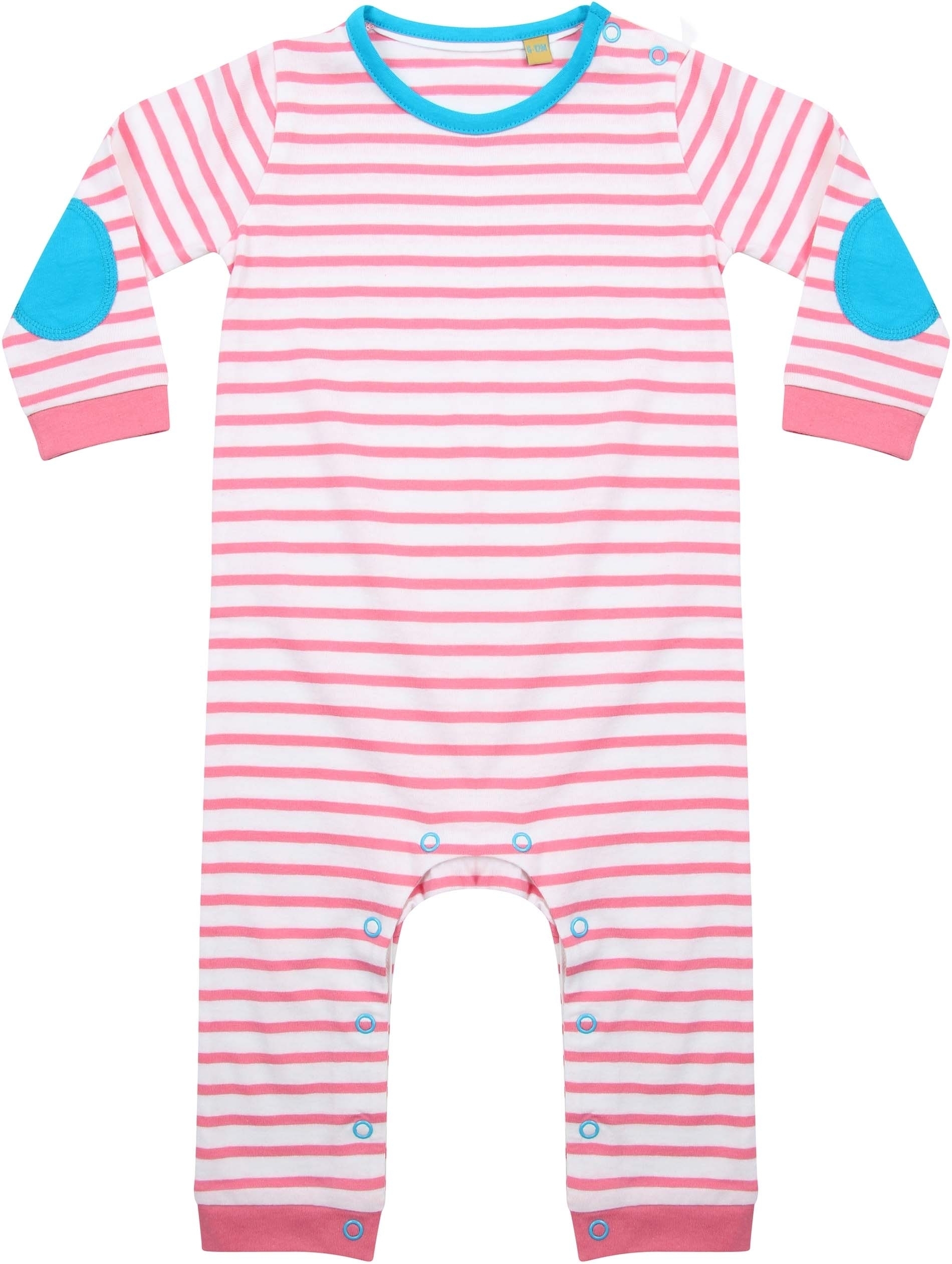 Body manches longues à rayures Pink / White, à personnaliser avec le logo de votre club. Body manches longues à rayures Pink / White