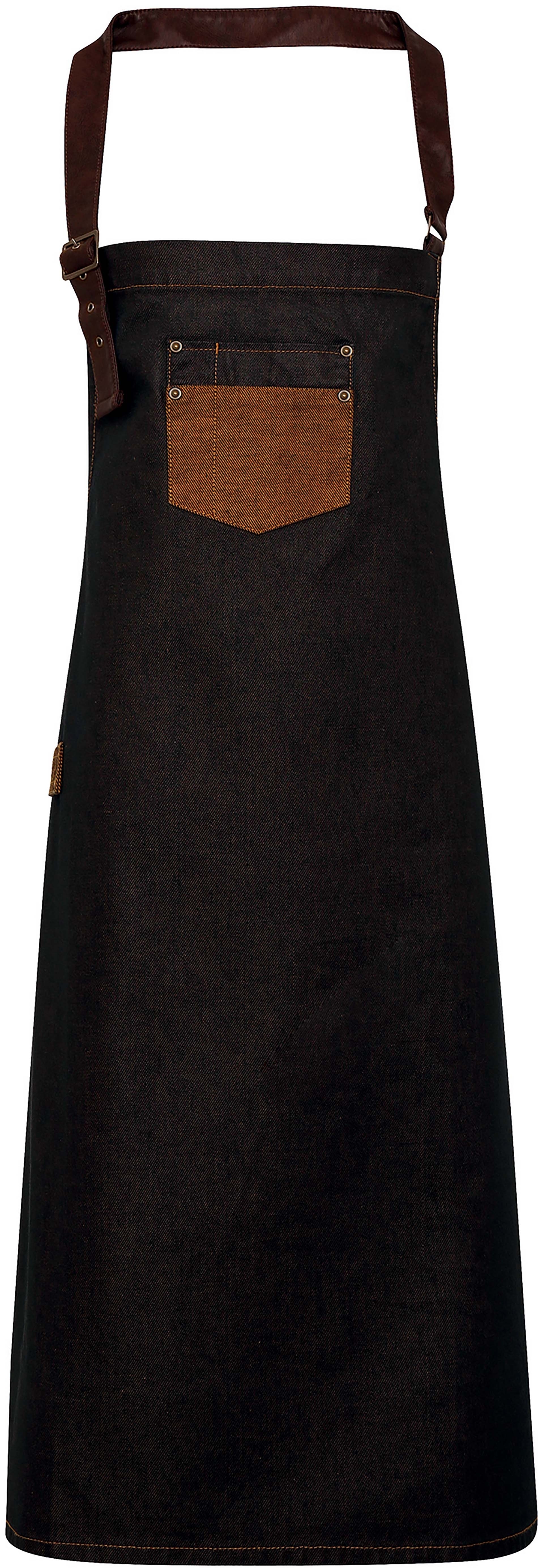 Tablier à bavette _Division_ Black / Tan Denim, à personnaliser avec le logo de votre club. Tablier à bavette _Division_ Black / Tan Denim