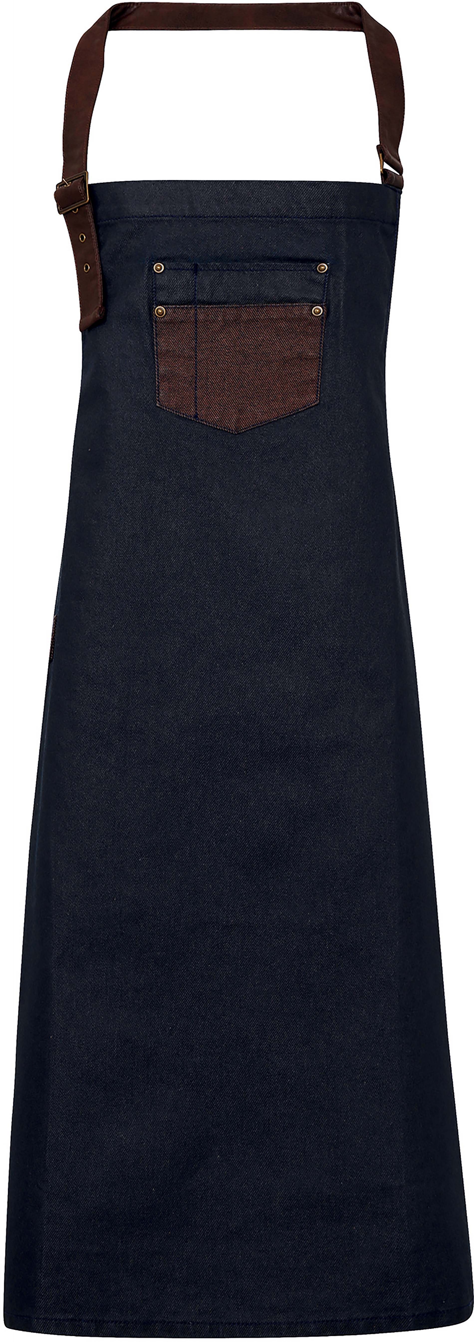 Tablier à bavette _Division_ Indigo Denim, à personnaliser avec le logo de votre club. Tablier à bavette _Division_ Indigo Denim