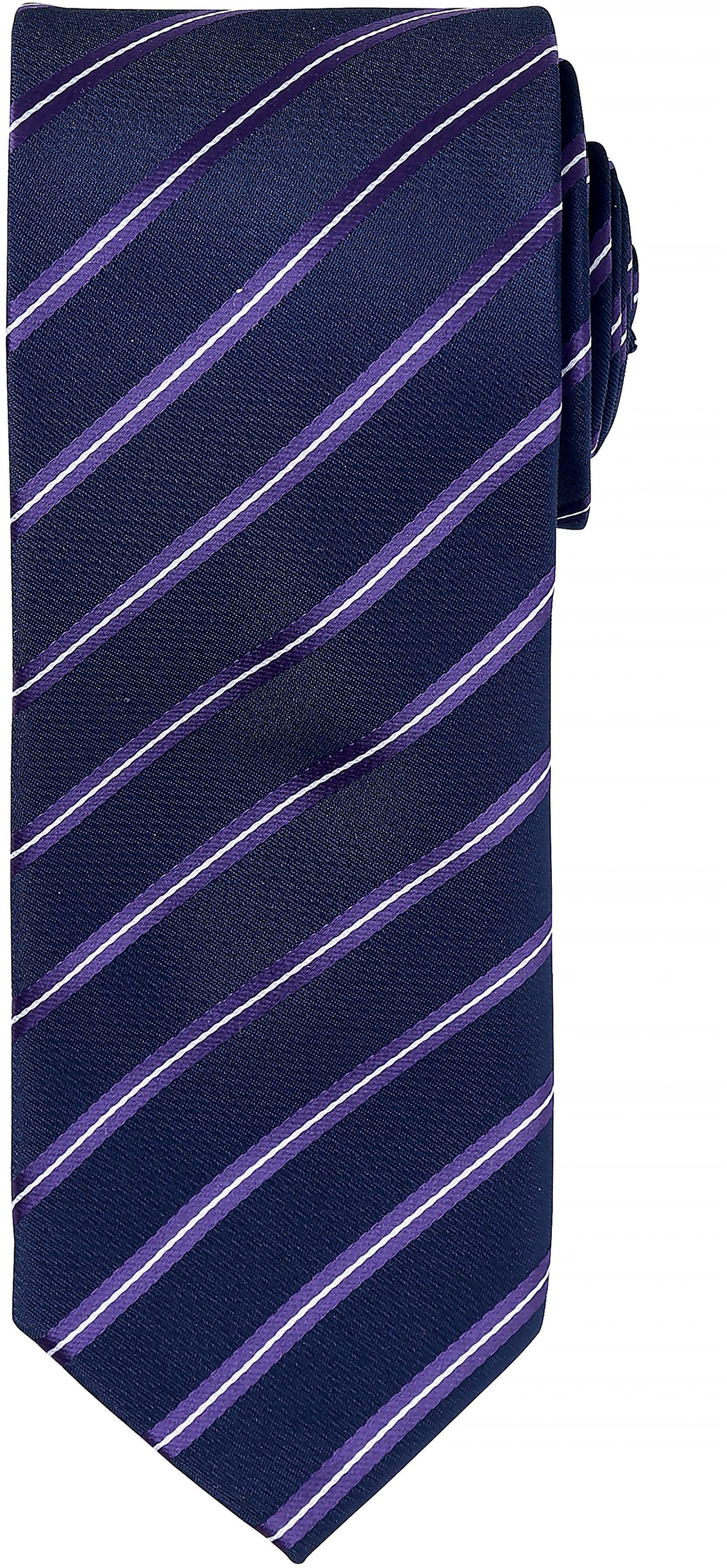 Cravate rayée \Sport\ Navy / Purple Bleu, à personnaliser avec le logo de votre club. Cravate rayée \Sport\ Navy / Purple Bleu