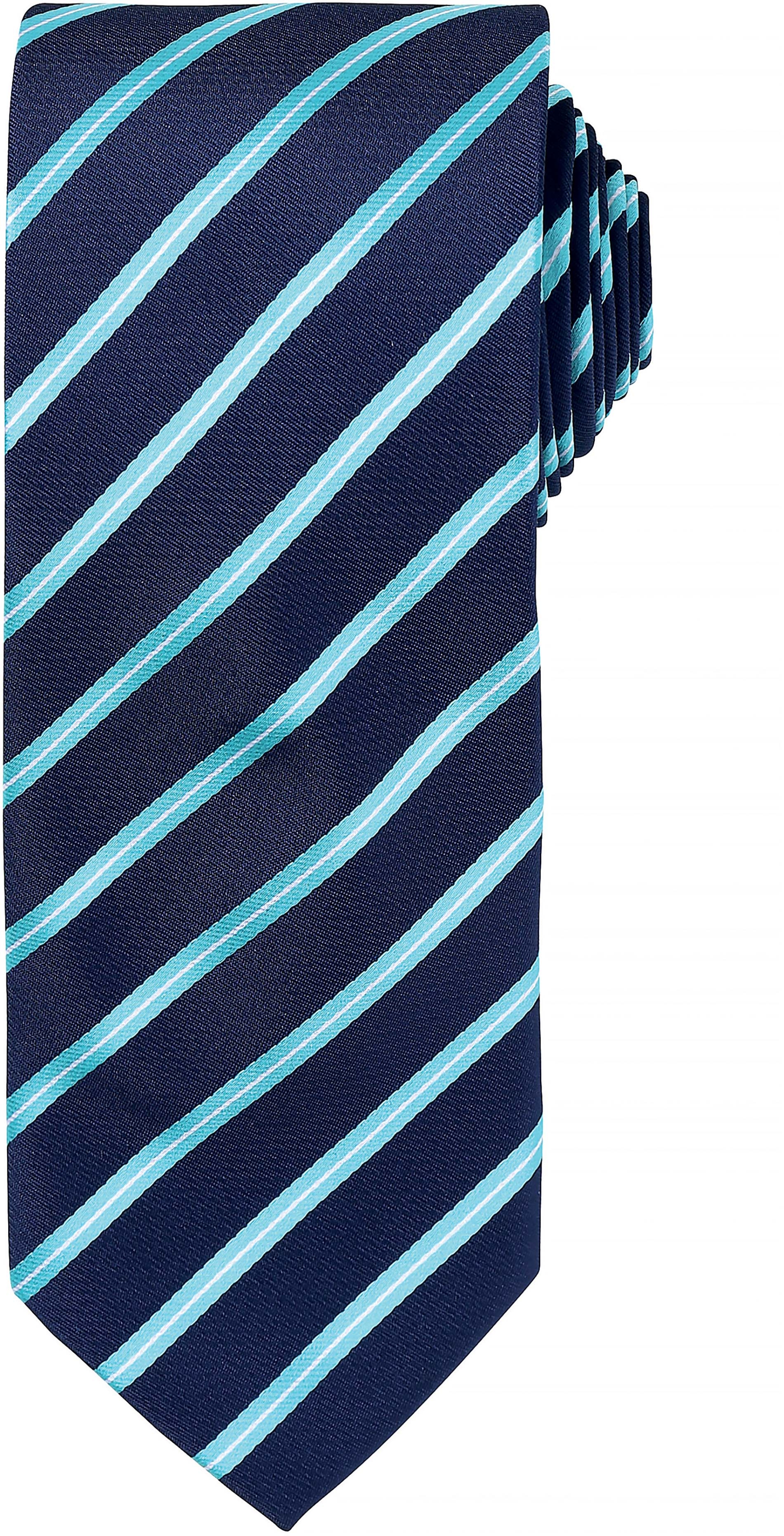 Cravate rayée sport Navy/Turquoise Bleu