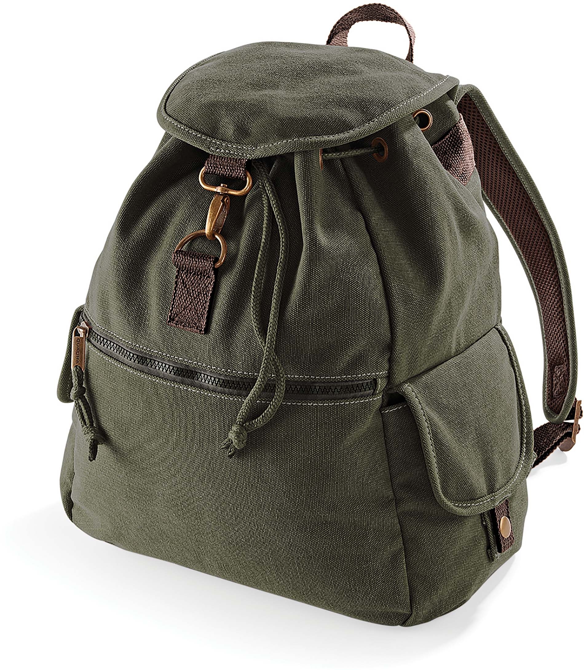 Sac à dos vintage en toile Vintage Military Green Vert, à personnaliser avec le logo de votre club. Sac à dos vintage en toile Vintage Military Green Vert