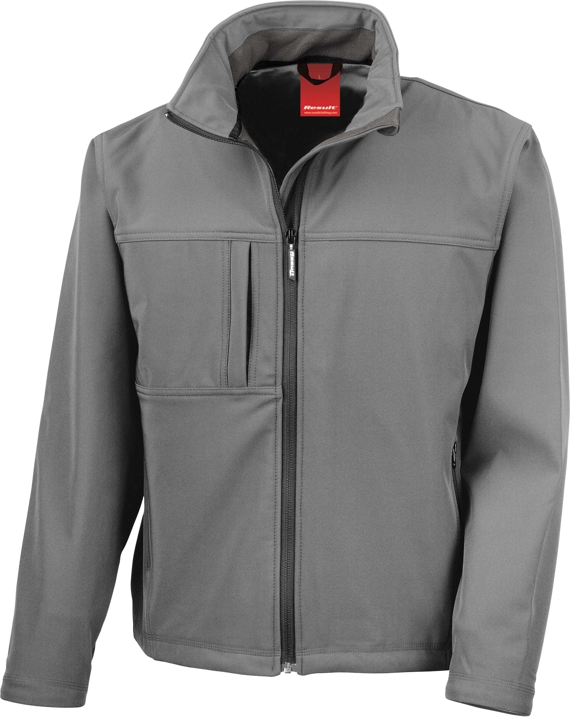Men`s Classic Softshell Jacket Workguard Grey Gris, à personnaliser avec le logo de votre club. Men`s Classic Softshell Jacket Workguard Grey Gris