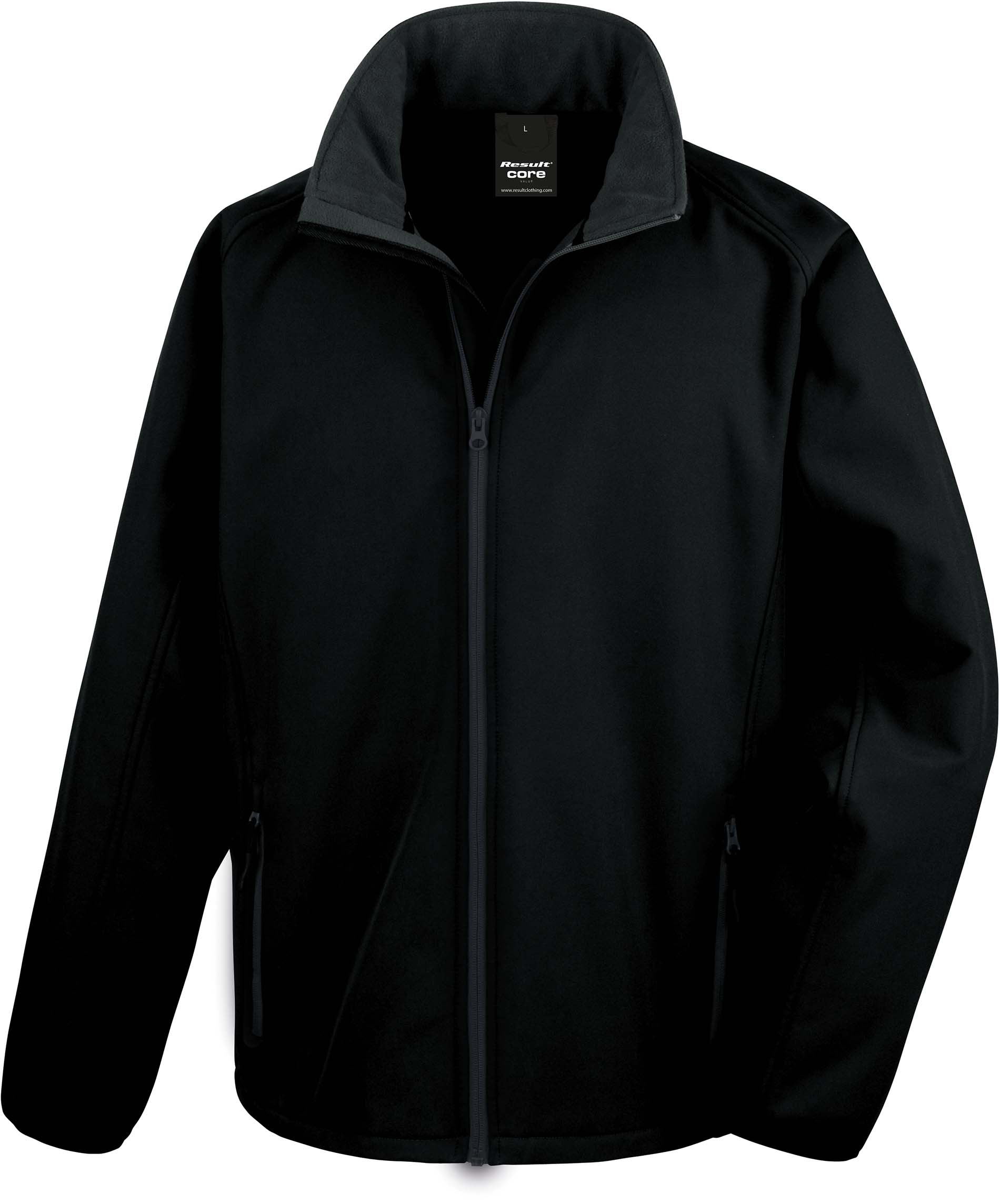 Veste Softshell Homme Printable Black / Black Noir, à personnaliser avec le logo de votre club. Veste Softshell Homme Printable Black / Black Noir