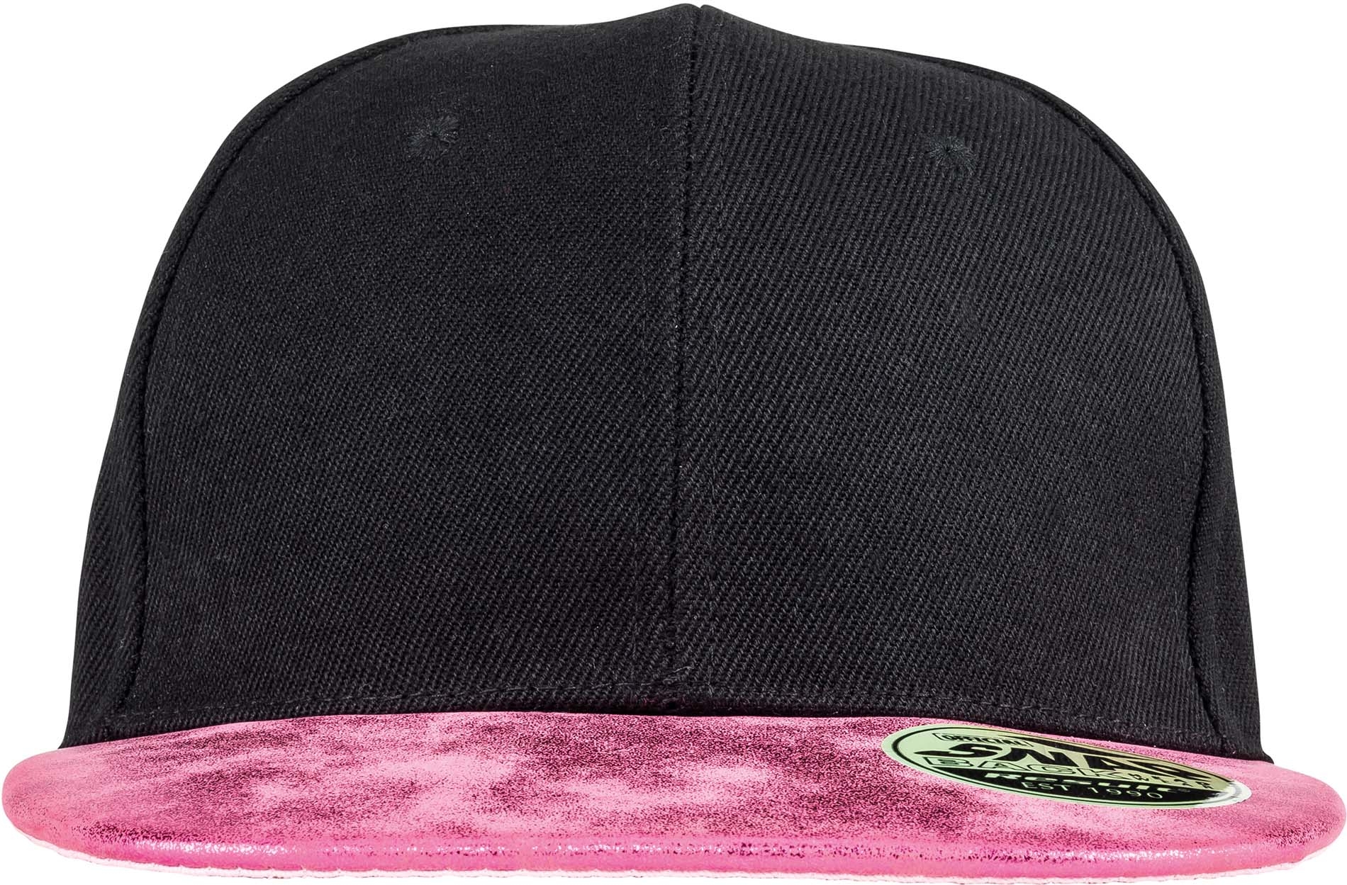 Bronx Glitter Flat Peak Snapback Cap Black/Pink, à personnaliser avec le logo de votre club. Bronx Glitter Flat Peak Snapback Cap Black/Pink