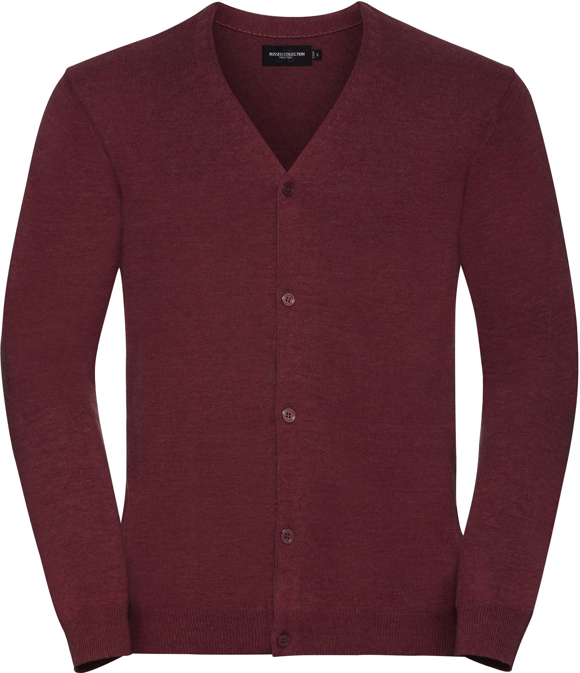 Cardigan col V Homme Cranberry Marl, à personnaliser avec le logo de votre club. Cardigan col V Homme Cranberry Marl