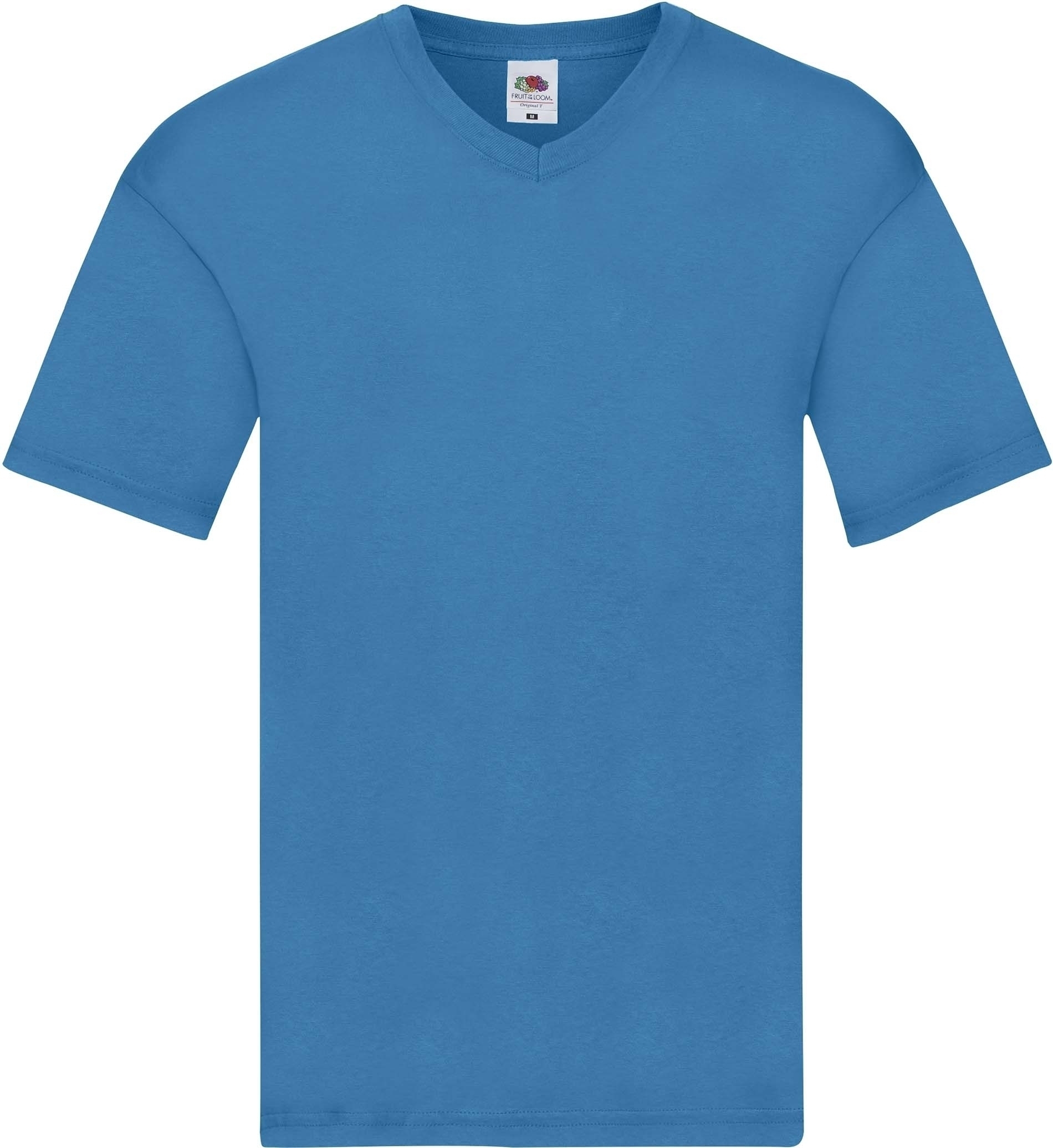 T-shirt col V Original-T Azur Blue, à personnaliser avec le logo de votre club. T-shirt col V Original-T Azur Blue