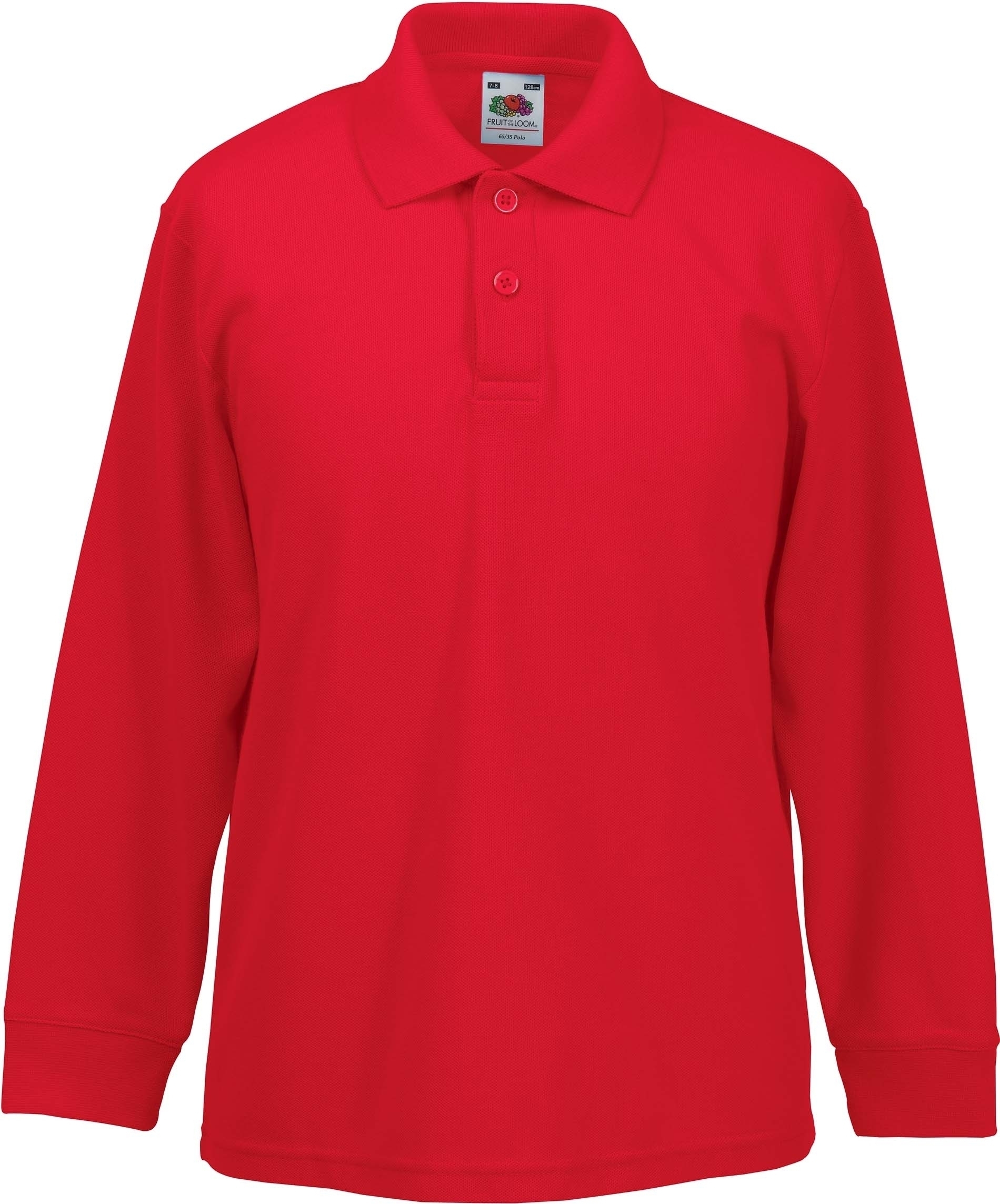 Polo enfant 65/35 manches longues Red, à personnaliser avec le logo de votre club. Polo enfant 65/35 manches longues Red