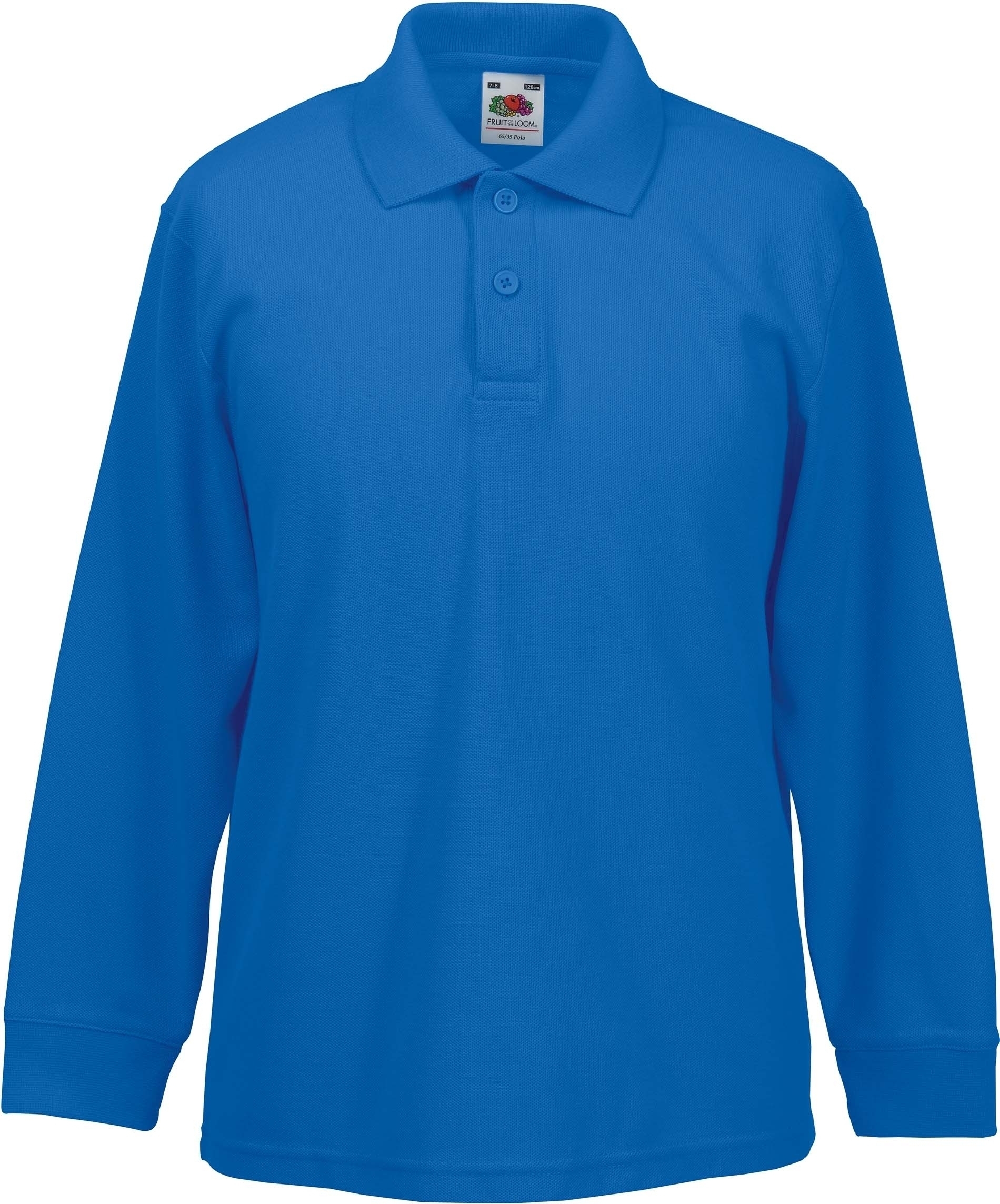 Polo enfant 65/35 manches longues Royal Blue, à personnaliser avec le logo de votre club. Polo enfant 65/35 manches longues Royal Blue