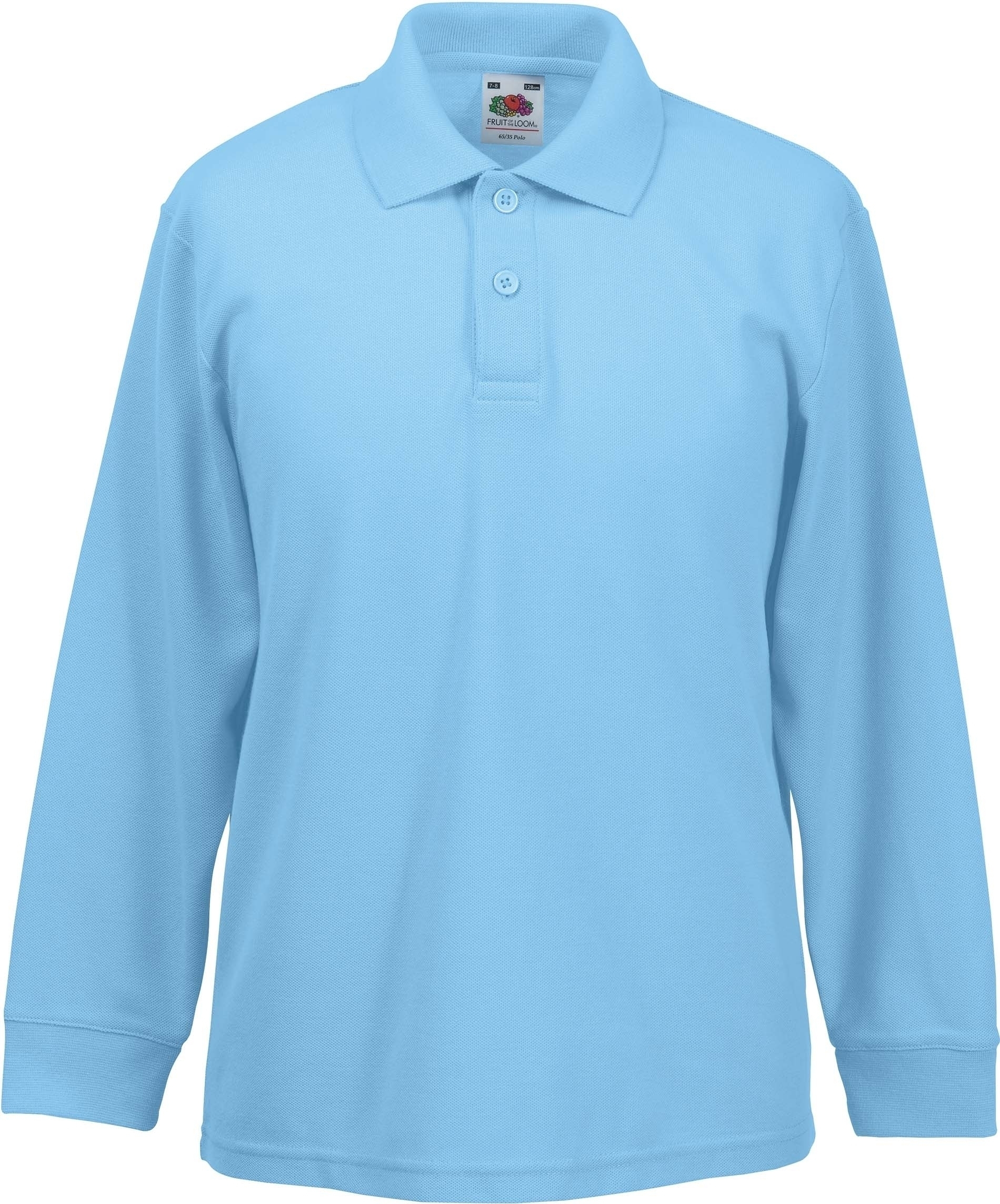 Polo enfant 65/35 manches longues Sky Blue, à personnaliser avec le logo de votre club. Polo enfant 65/35 manches longues Sky Blue