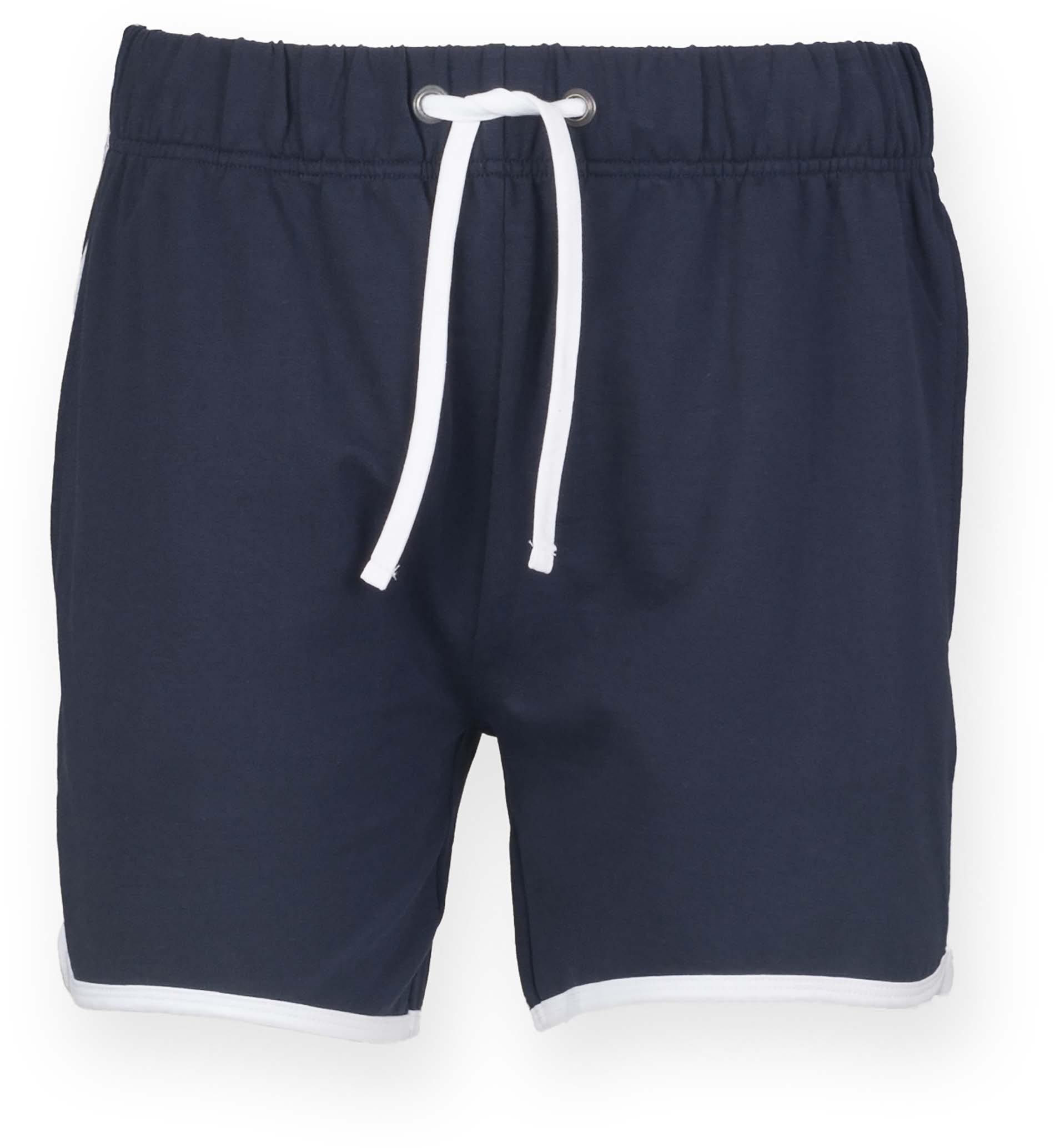 Short homme rétro Navy / White, à personnaliser avec le logo de votre club. Short homme rétro Navy / White