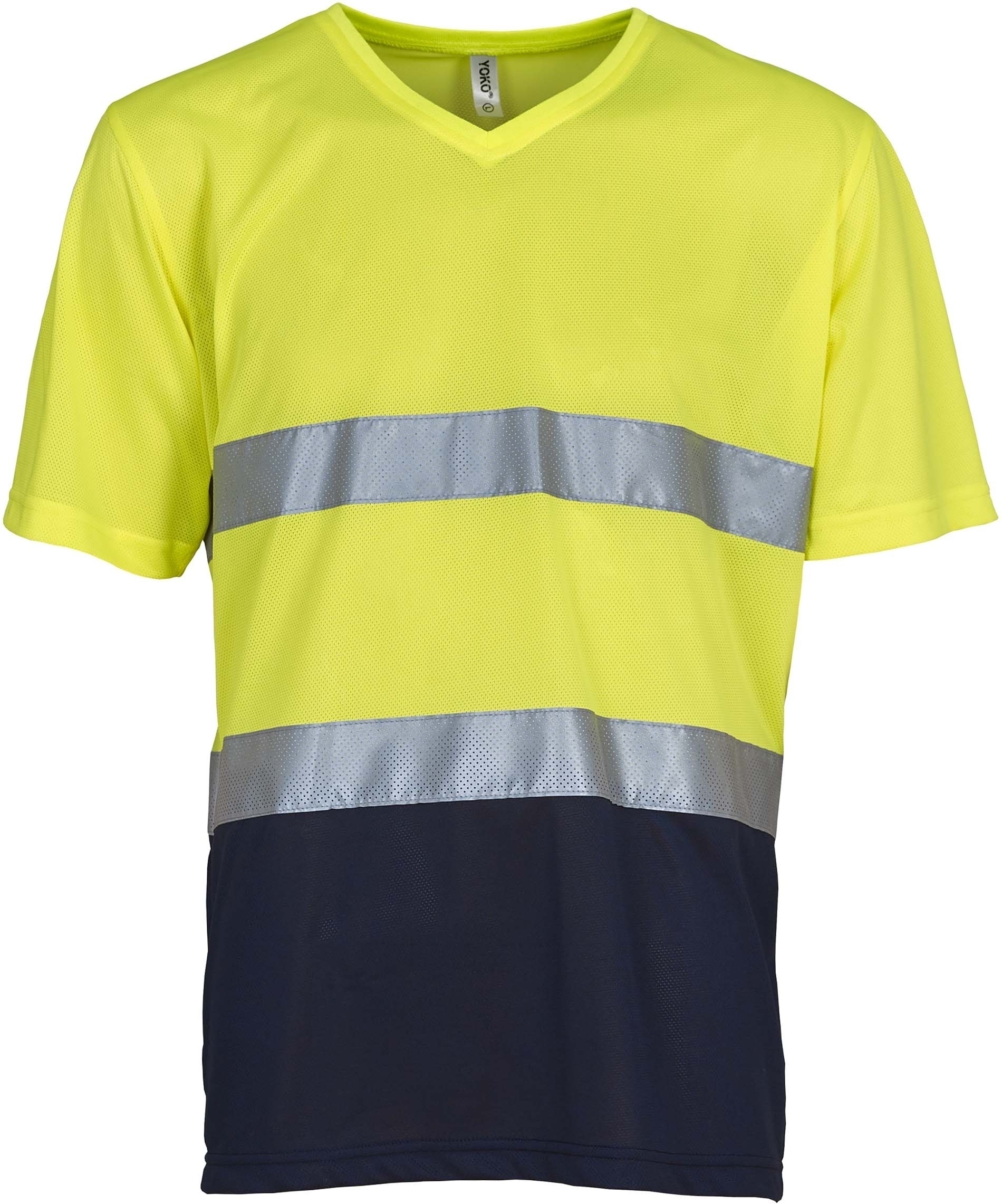 T-shirt haute visibilité Top Cool Hi Vis Yellow / Navy, à personnaliser avec le logo de votre club. T-shirt haute visibilité Top Cool Hi Vis Yellow / Navy