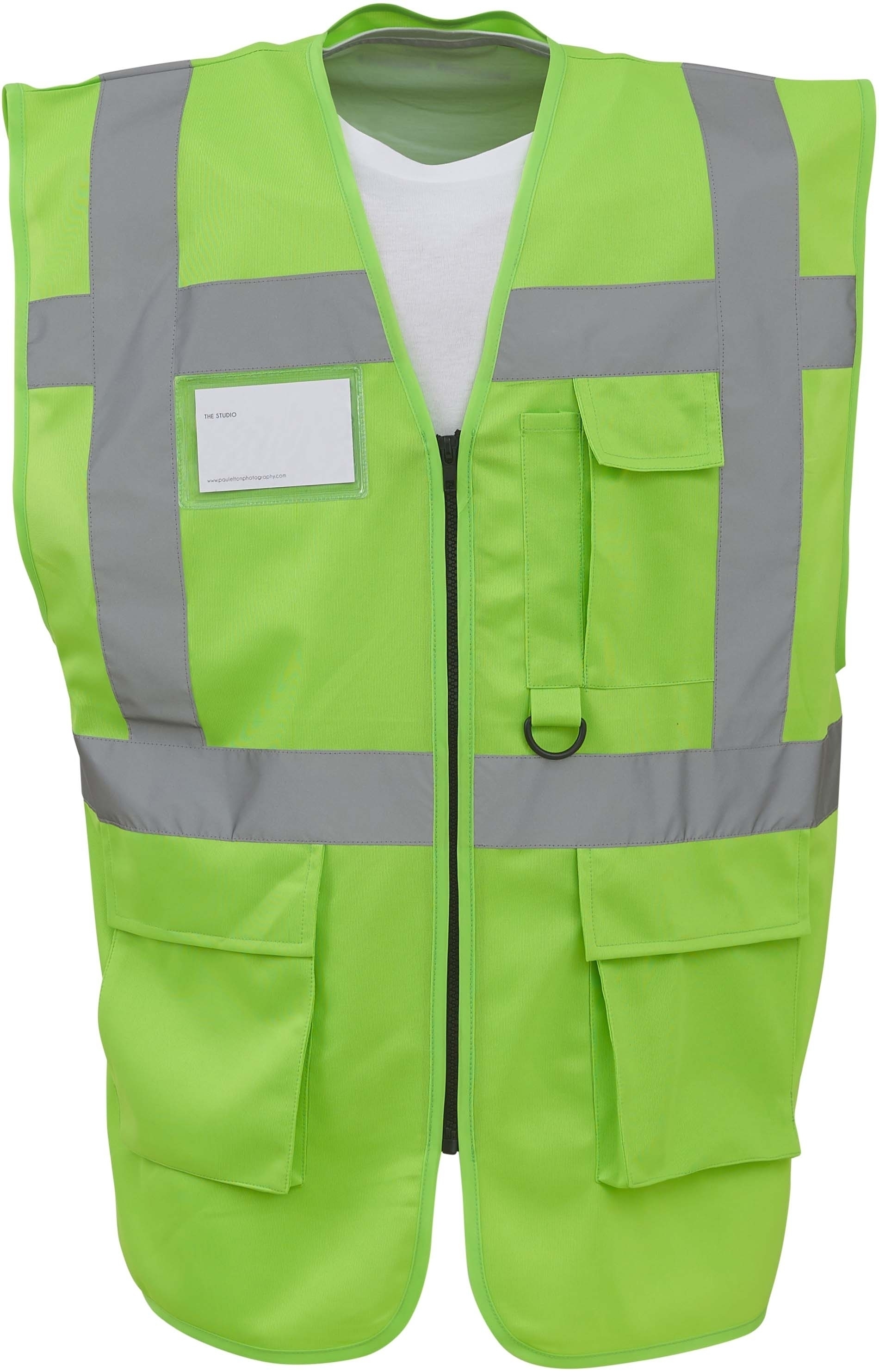 Gilet multifonction haute visibilité Lime Vert, à personnaliser avec le logo de votre club. Gilet multifonction haute visibilité Lime Vert