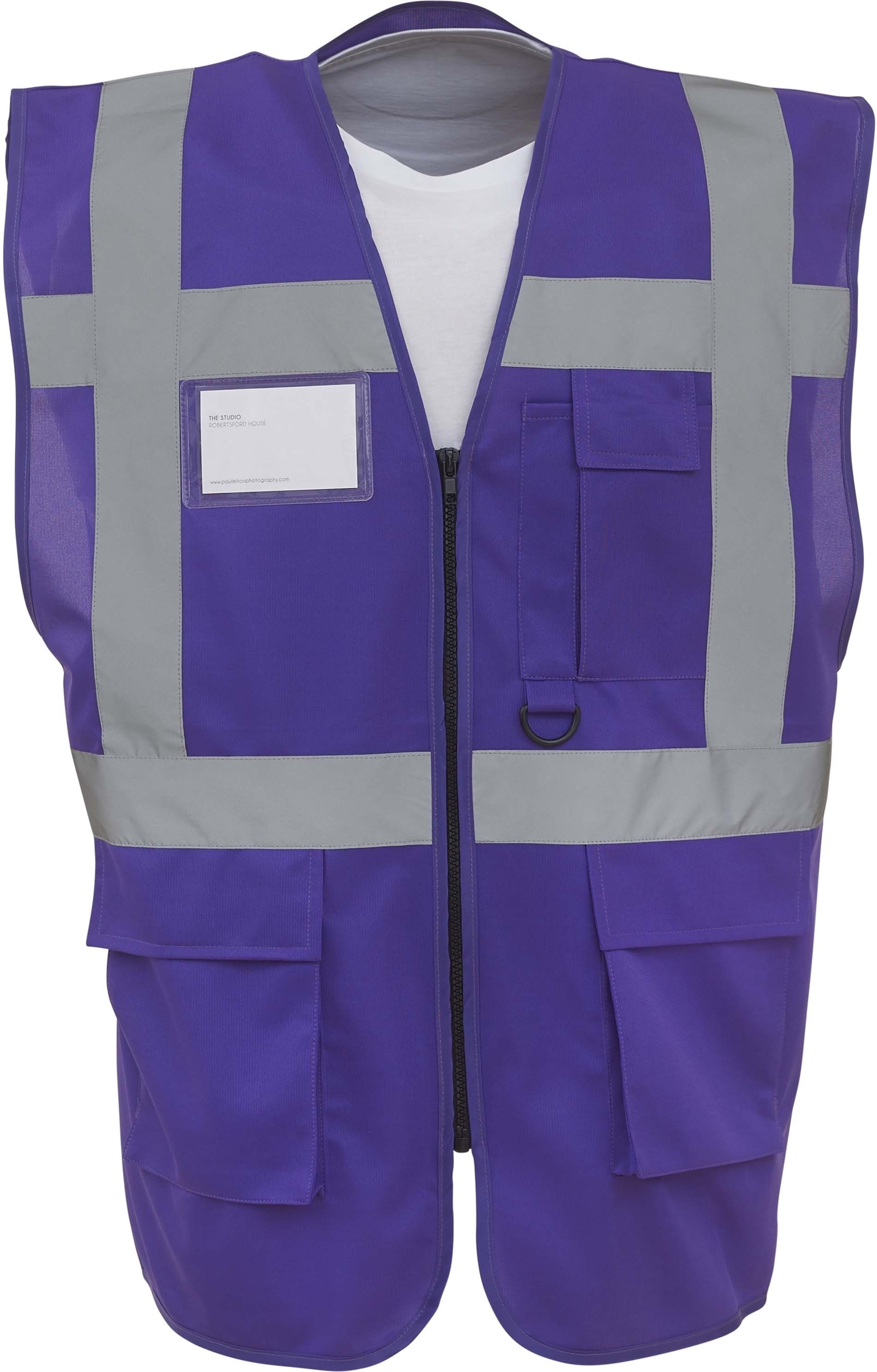 Gilet multifonction haute visibilité Rose Purple, à personnaliser avec le logo de votre club. Gilet multifonction haute visibilité Rose Purple