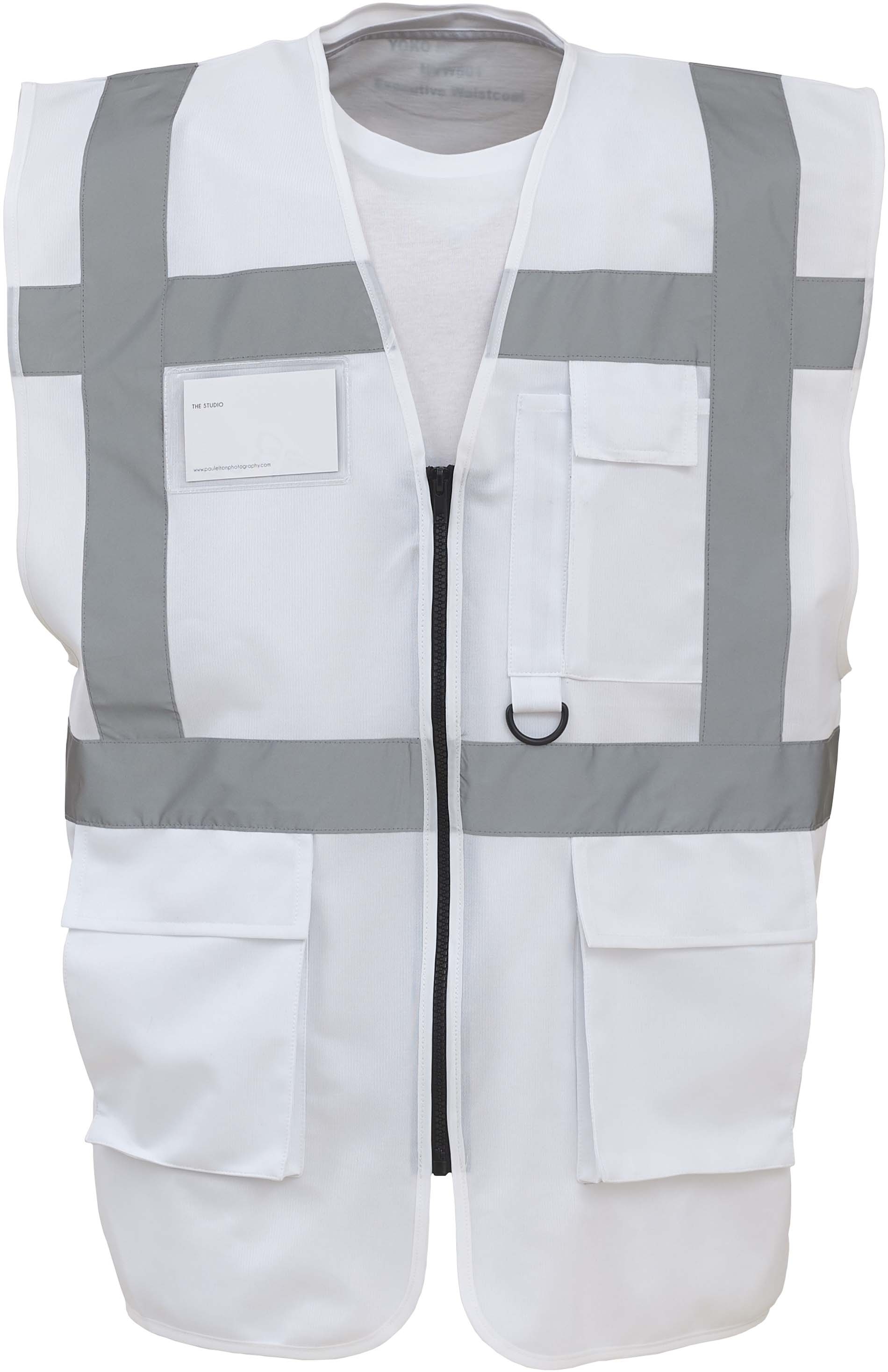 Gilet multifonction haute visibilité White Blanc, à personnaliser avec le logo de votre club. Gilet multifonction haute visibilité White Blanc