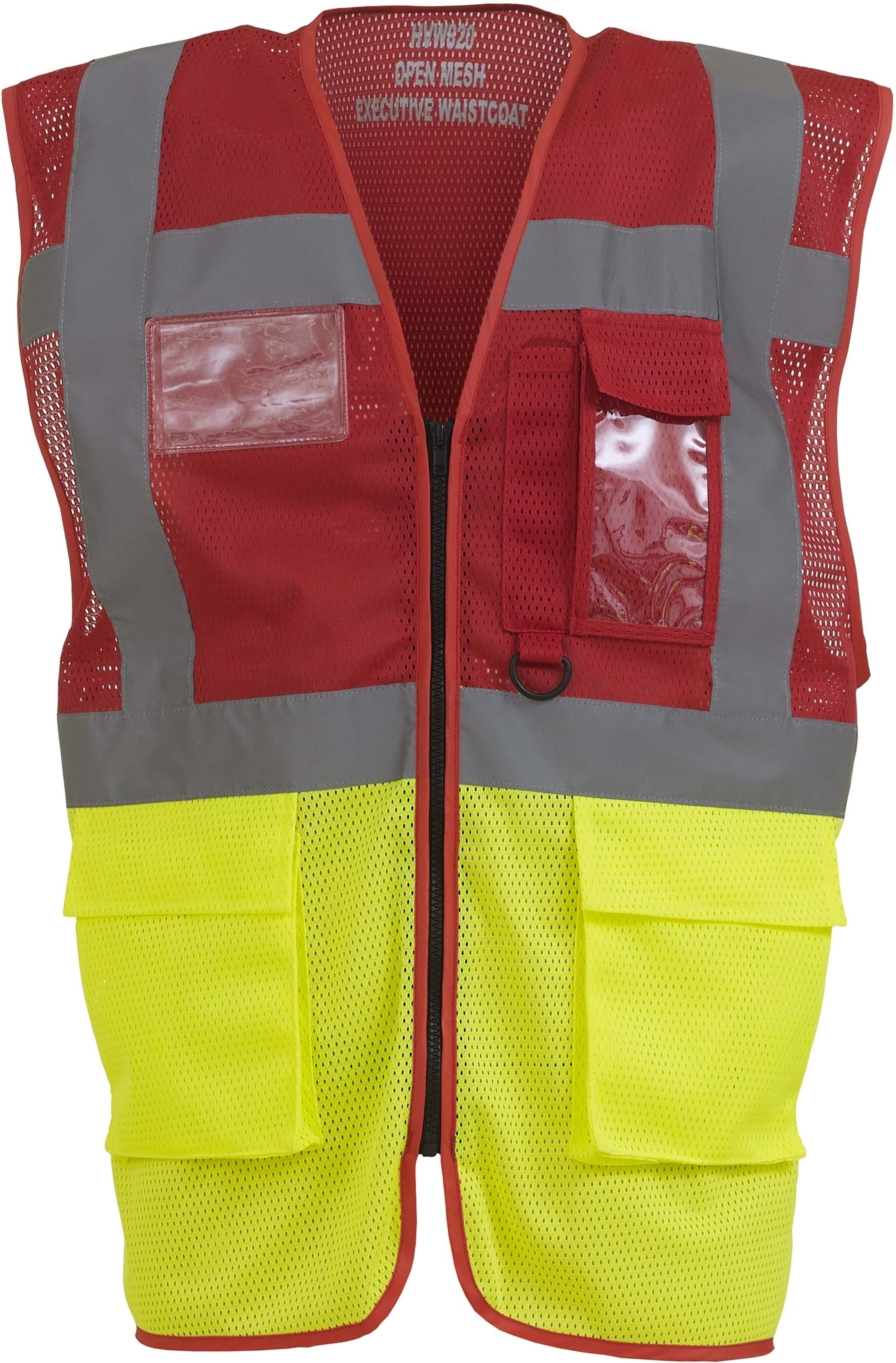 Gilet haute visibilité Top Cool _Management_ Red / Hi Vis Yellow, à personnaliser avec le logo de votre club. Gilet haute visibilité Top Cool _Management_ Red / Hi Vis Yellow