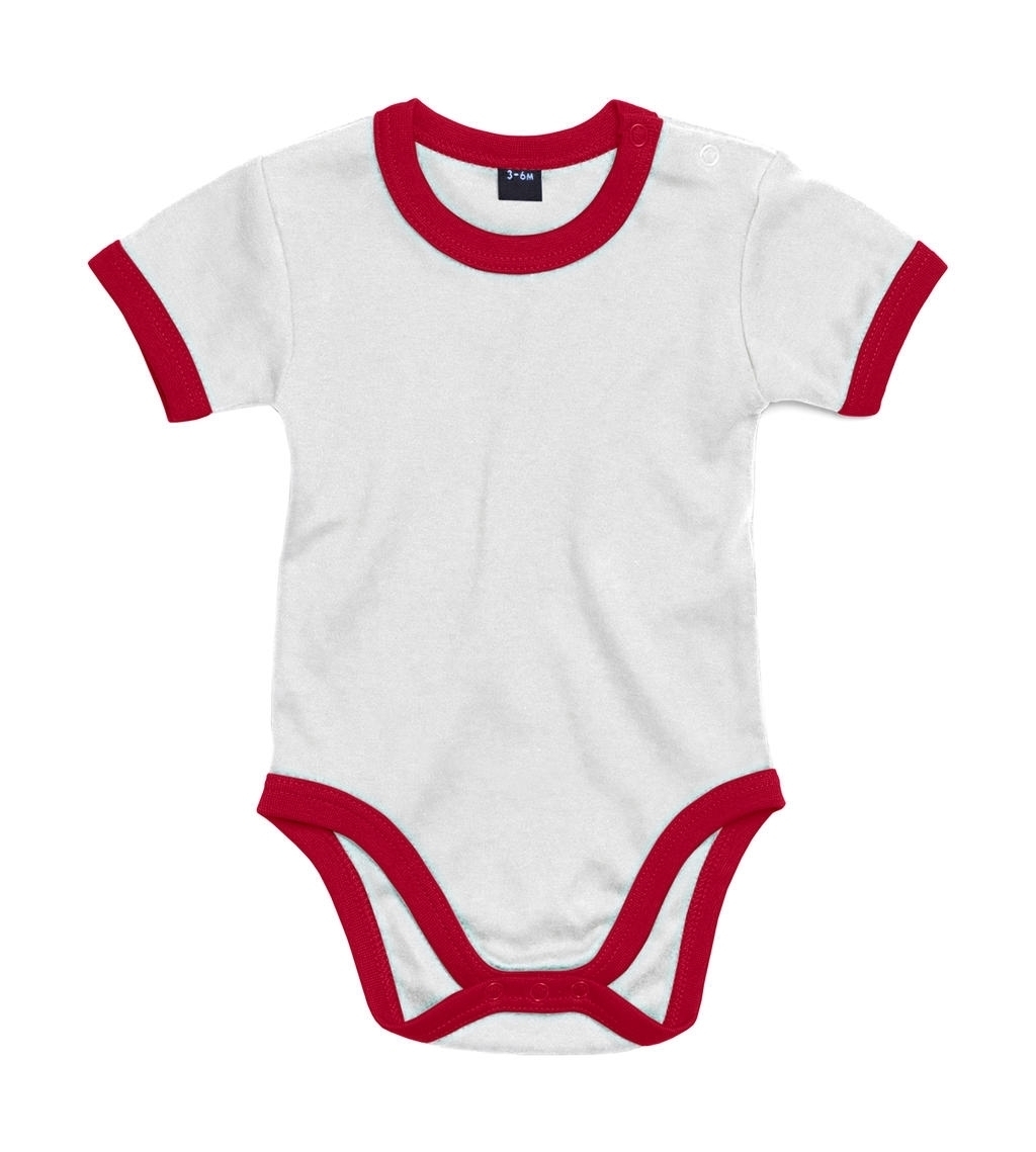 Baby Ringer Bodysuit White/Red Blanc, à personnaliser avec le logo de votre club. Baby Ringer Bodysuit White/Red Blanc