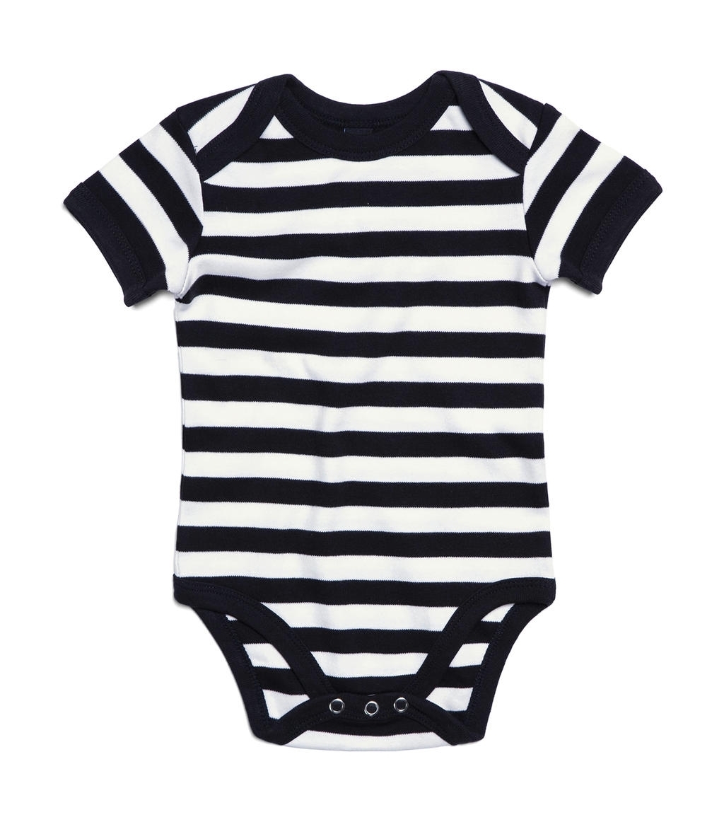 Baby Striped Short Sleeve Bodysuit Black/White Noir, à personnaliser avec le logo de votre club. Baby Striped Short Sleeve Bodysuit Black/White Noir