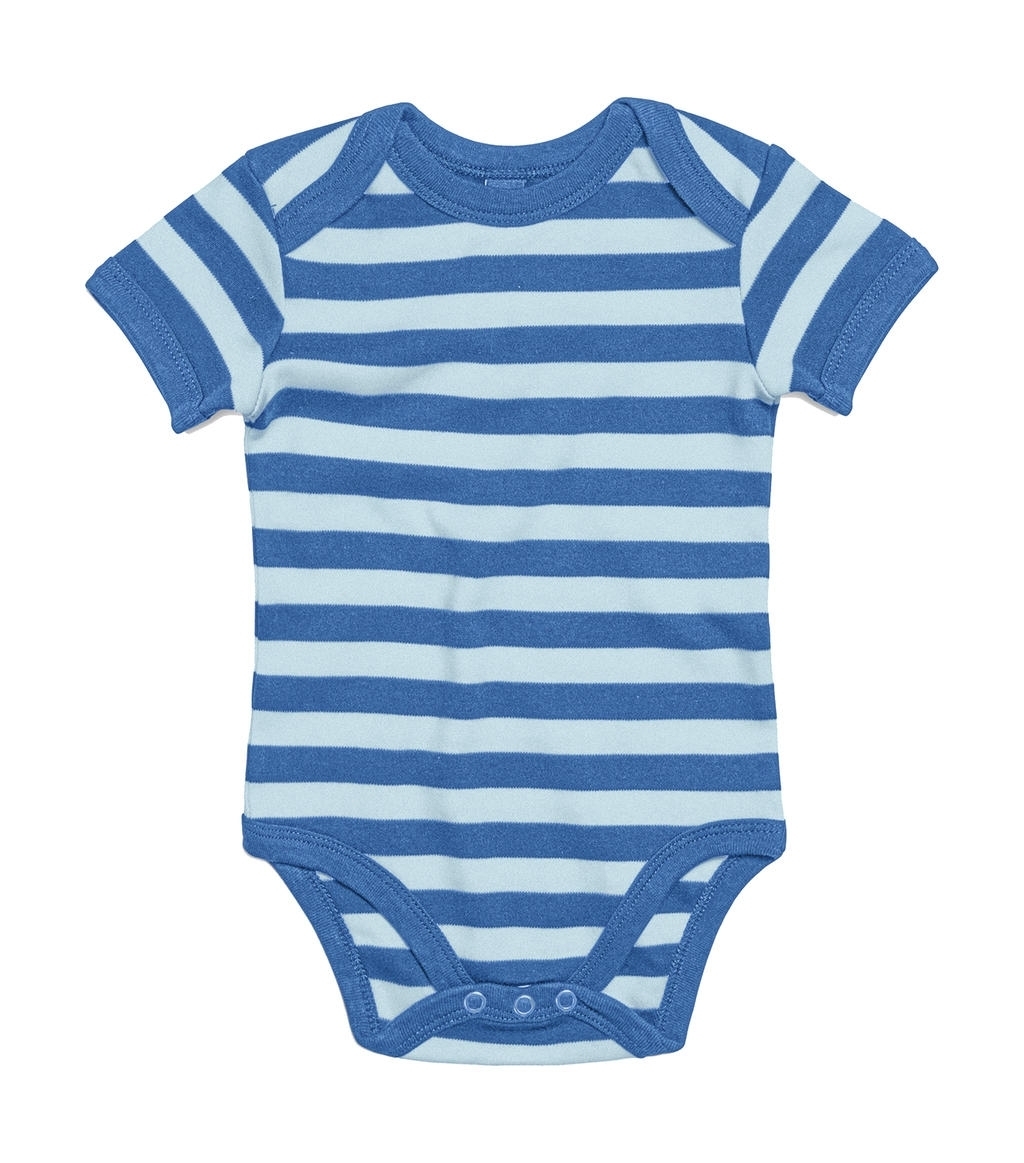 Baby Striped Short Sleeve Bodysuit Antique Blue/Dusty Blue Bleu