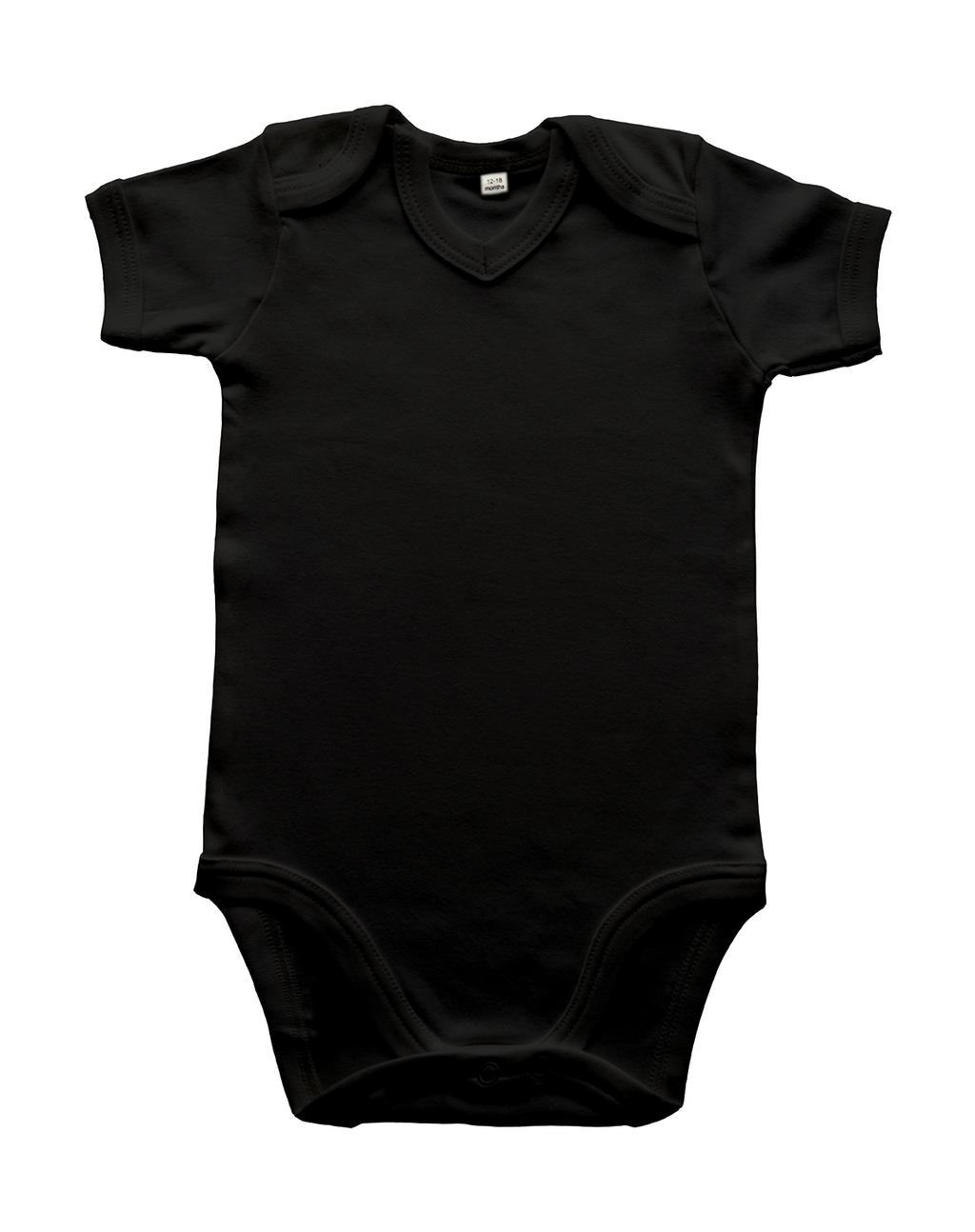 Baby Organic V-neck Bodysuit Black Noir, à personnaliser avec le logo de votre club. Baby Organic V-neck Bodysuit Black Noir