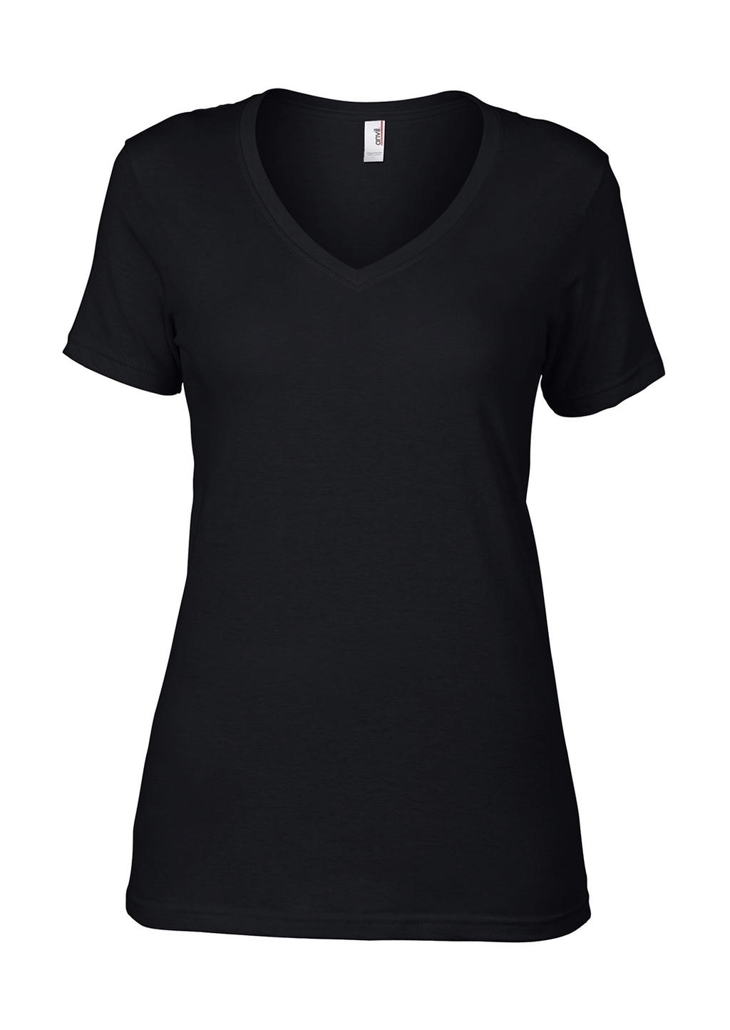 Women`s Featherweight V-Neck Tee Black Noir, à personnaliser avec le logo de votre club. Women`s Featherweight V-Neck Tee Black Noir