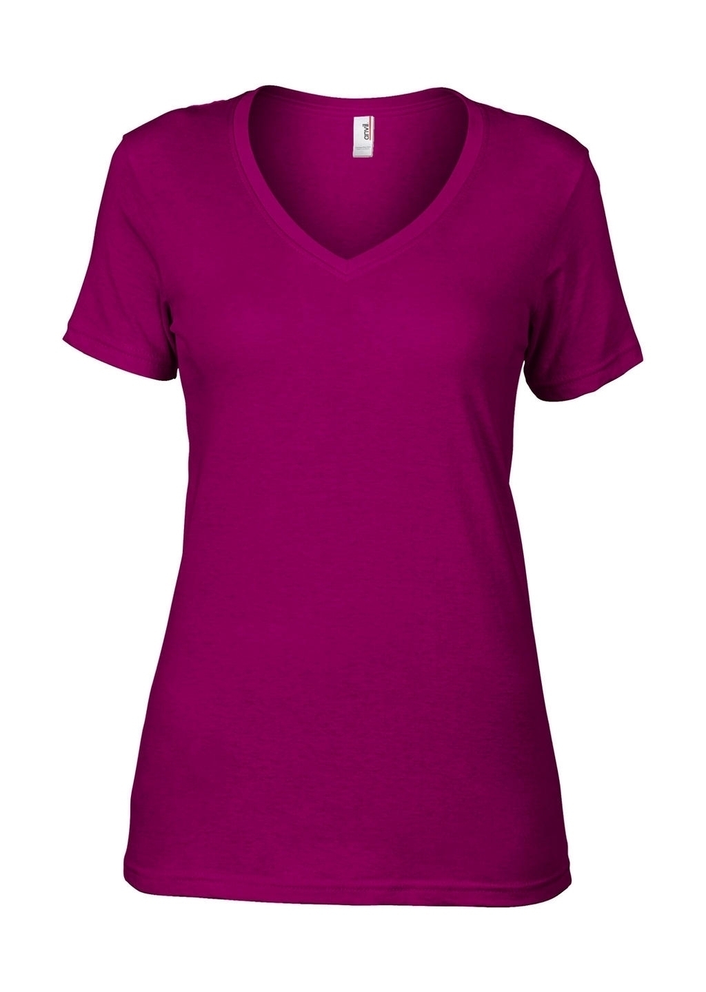 Women`s Featherweight V-Neck Tee Raspberry Rose, à personnaliser avec le logo de votre club. Women`s Featherweight V-Neck Tee Raspberry Rose