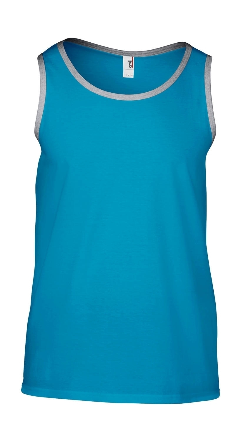 Adult Fashion Basic Tank Caribbean Blue/Heather Grey Bleu, à personnaliser avec le logo de votre club. Adult Fashion Basic Tank Caribbean Blue/Heather Grey Bleu