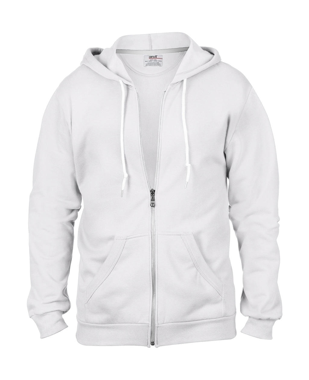 Adult Fashion Full-Zip Hooded Sweat White Blanc, à personnaliser avec le logo de votre club. Adult Fashion Full-Zip Hooded Sweat White Blanc