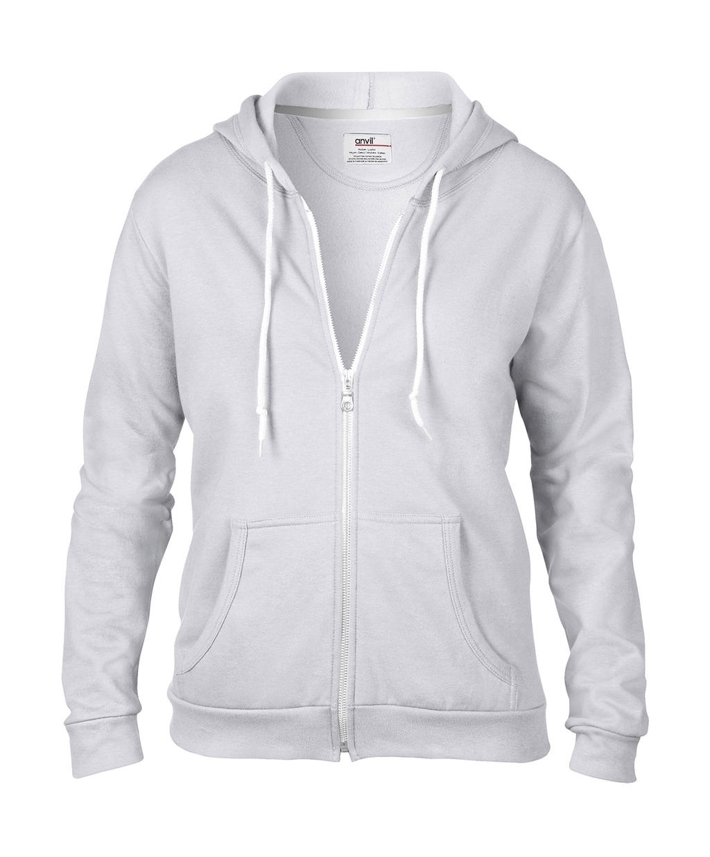 Women`s Fashion Full-Zip Hooded Sweat White Blanc, Ã personnaliser avec le logo de votre club. Women`s Fashion Full-Zip Hooded Sweat White Blanc