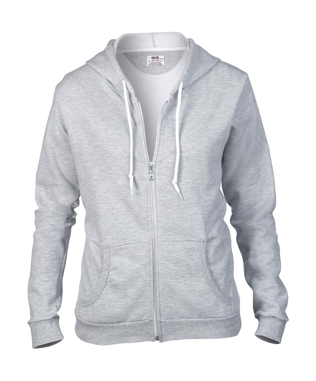 Women`s Fashion Full-Zip Hooded Sweat Heather Grey Gris, Ã personnaliser avec le logo de votre club. Women`s Fashion Full-Zip Hooded Sweat Heather Grey Gris