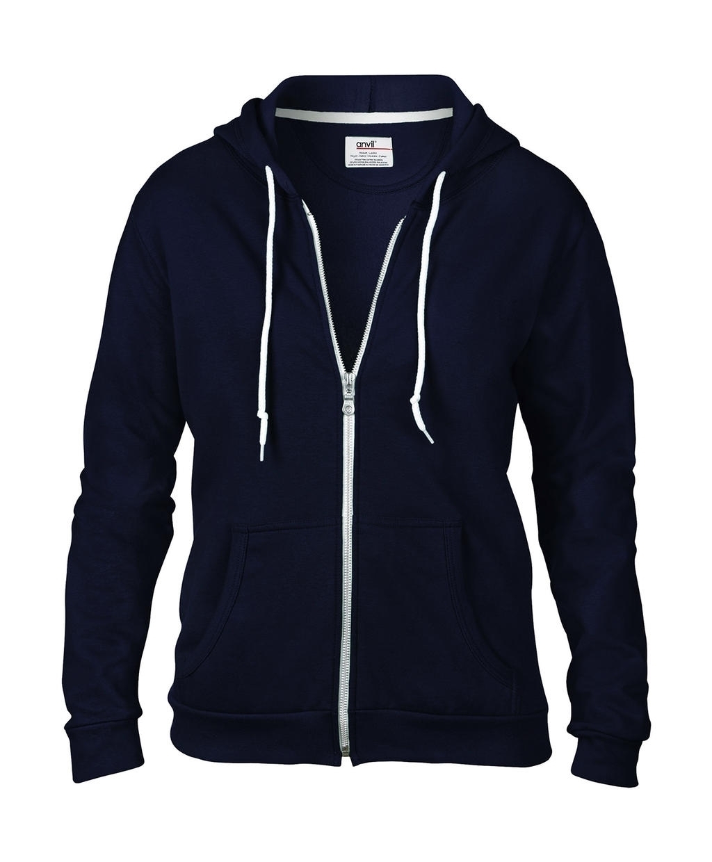 Women`s Fashion Full-Zip Hooded Sweat Navy Bleu, Ã personnaliser avec le logo de votre club. Women`s Fashion Full-Zip Hooded Sweat Navy Bleu