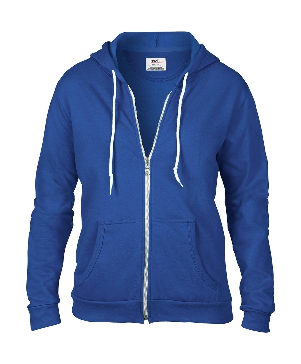 Women`s Fashion Full-Zip Hooded Sweat Royal Blue Bleu, Ã personnaliser avec le logo de votre club. Women`s Fashion Full-Zip Hooded Sweat Royal Blue Bleu