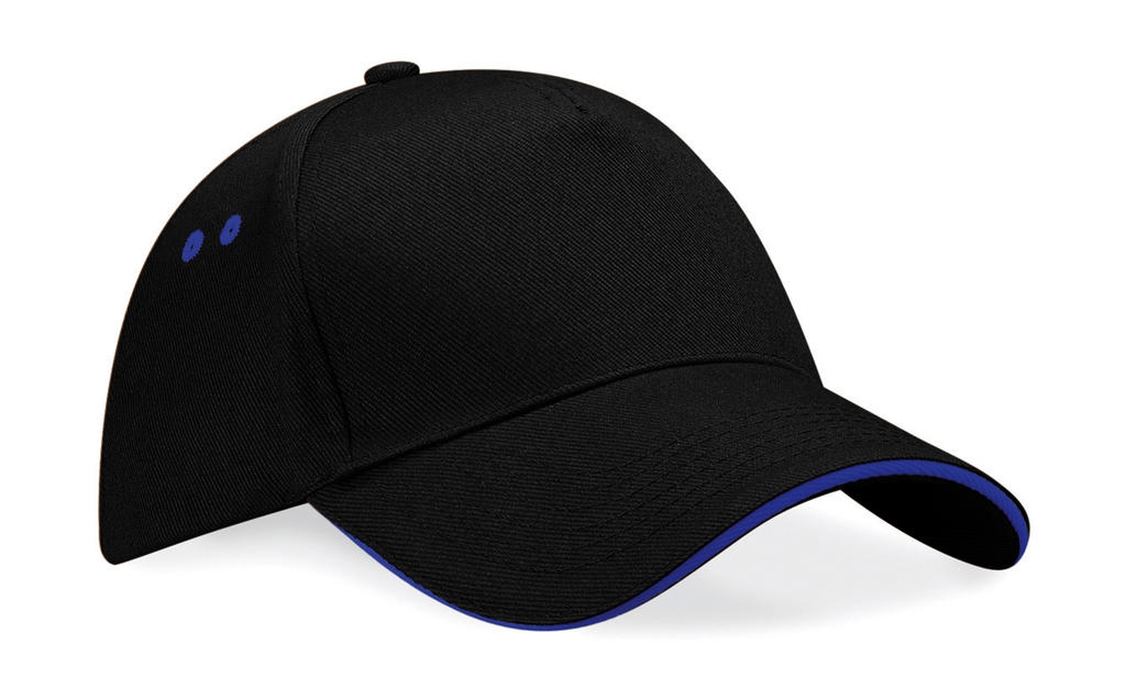 Ultimate 5 Panel Cap- Sandwich Peak BLACK_BRIGHT ROYAL Noir, à personnaliser avec le logo de votre club. Ultimate 5 Panel Cap- Sandwich Peak BLACK_BRIGHT ROYAL Noir