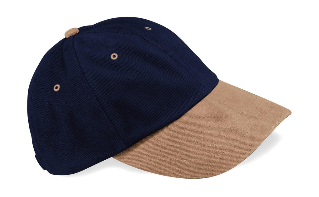 Low Profile Heavy Brushed Cotton Cap French Navy/Taupe Bleu, à personnaliser avec le logo de votre club. Low Profile Heavy Brushed Cotton Cap French Navy/Taupe Bleu