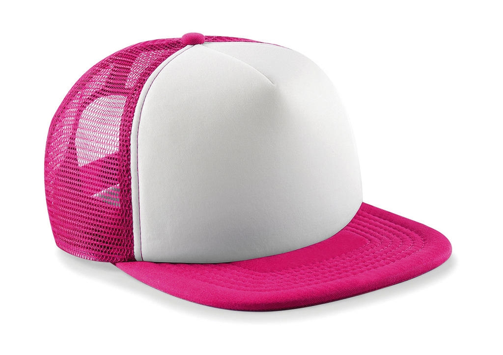 Junior Vintage Snapback Trucker Fuchsia/White rose, à personnaliser avec le logo de votre club. Junior Vintage Snapback Trucker Fuchsia/White rose