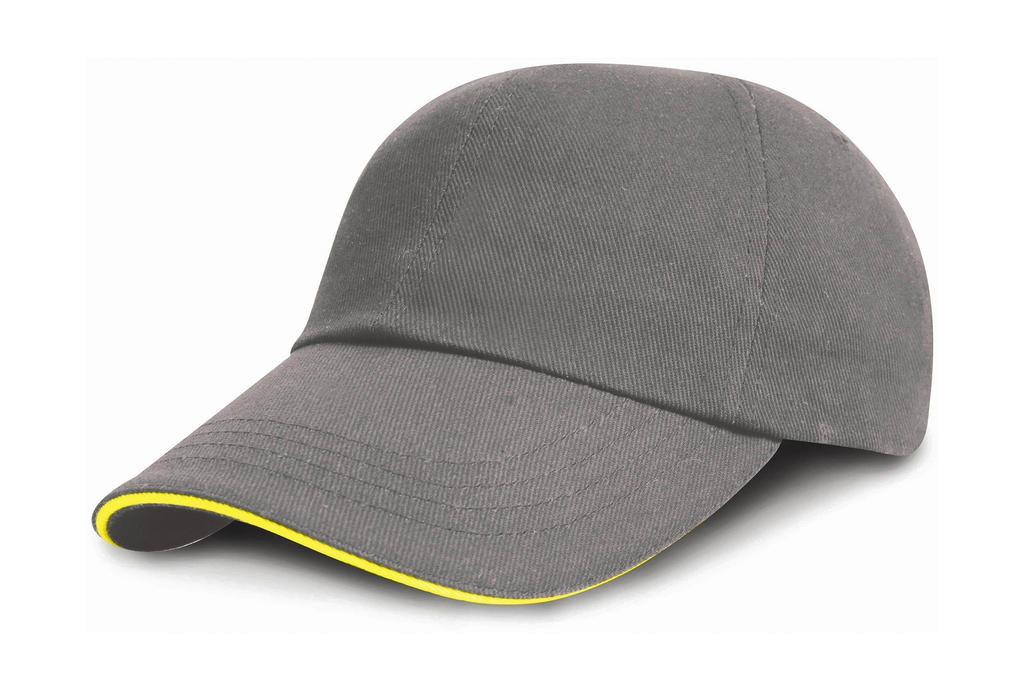 Junior Brushed Cotton Cap Grey/Yellow Gris, à personnaliser avec le logo de votre club. Junior Brushed Cotton Cap Grey/Yellow Gris