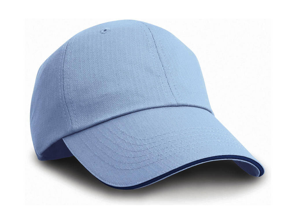 Herringbone Cap Sky/Navy Bleu, à personnaliser avec le logo de votre club. Herringbone Cap Sky/Navy Bleu