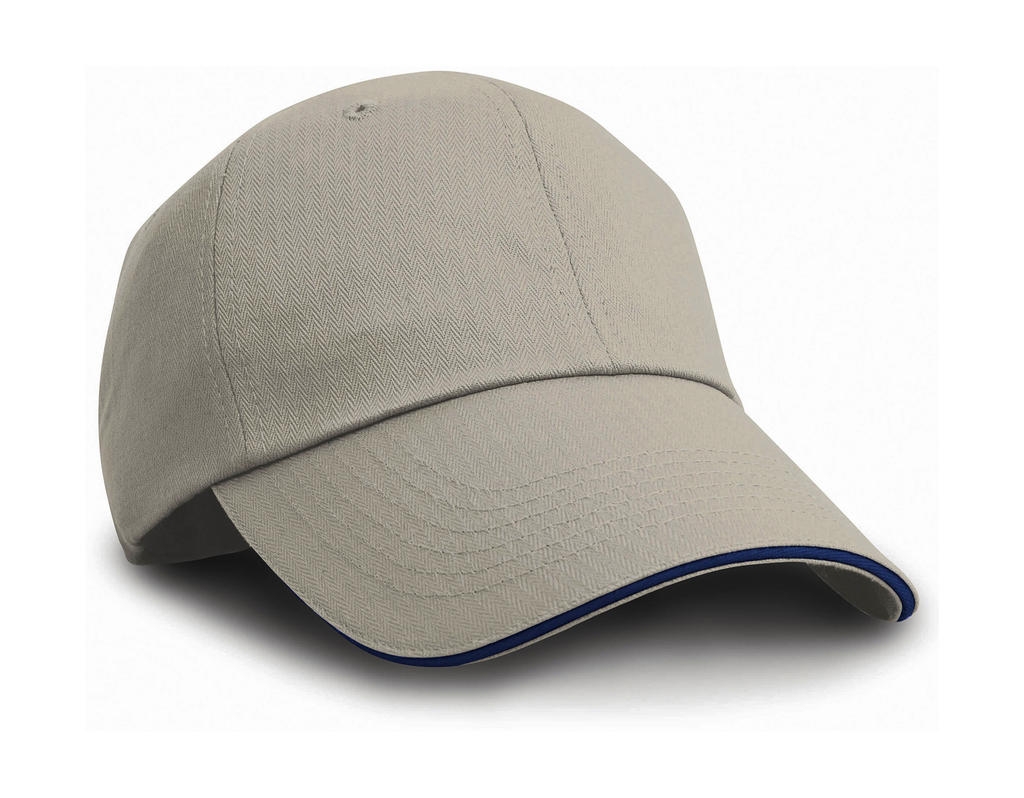 Herringbone Cap Tan/Navy Bleu, à personnaliser avec le logo de votre club. Herringbone Cap Tan/Navy Bleu