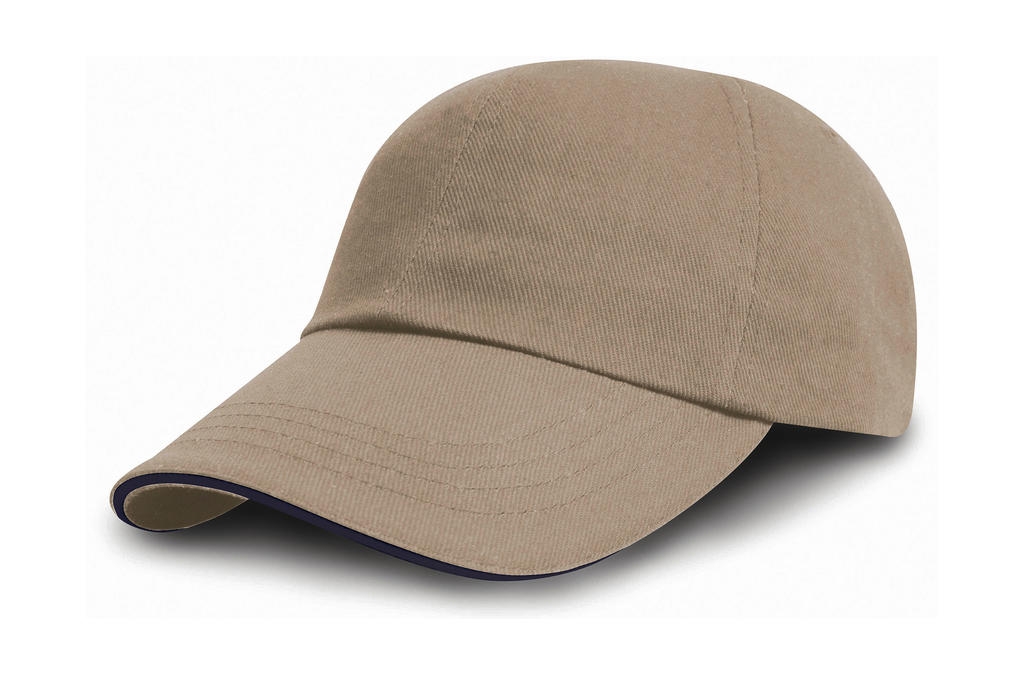Brushed Cotton Drill Cap Putty/Navy Rose, à personnaliser avec le logo de votre club. Brushed Cotton Drill Cap Putty/Navy Rose