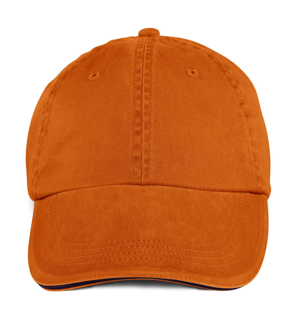 Sandwich Trim Pigment-Dyed Twill Cap Tangerine Orange, à personnaliser avec le logo de votre club. Sandwich Trim Pigment-Dyed Twill Cap Tangerine Orange
